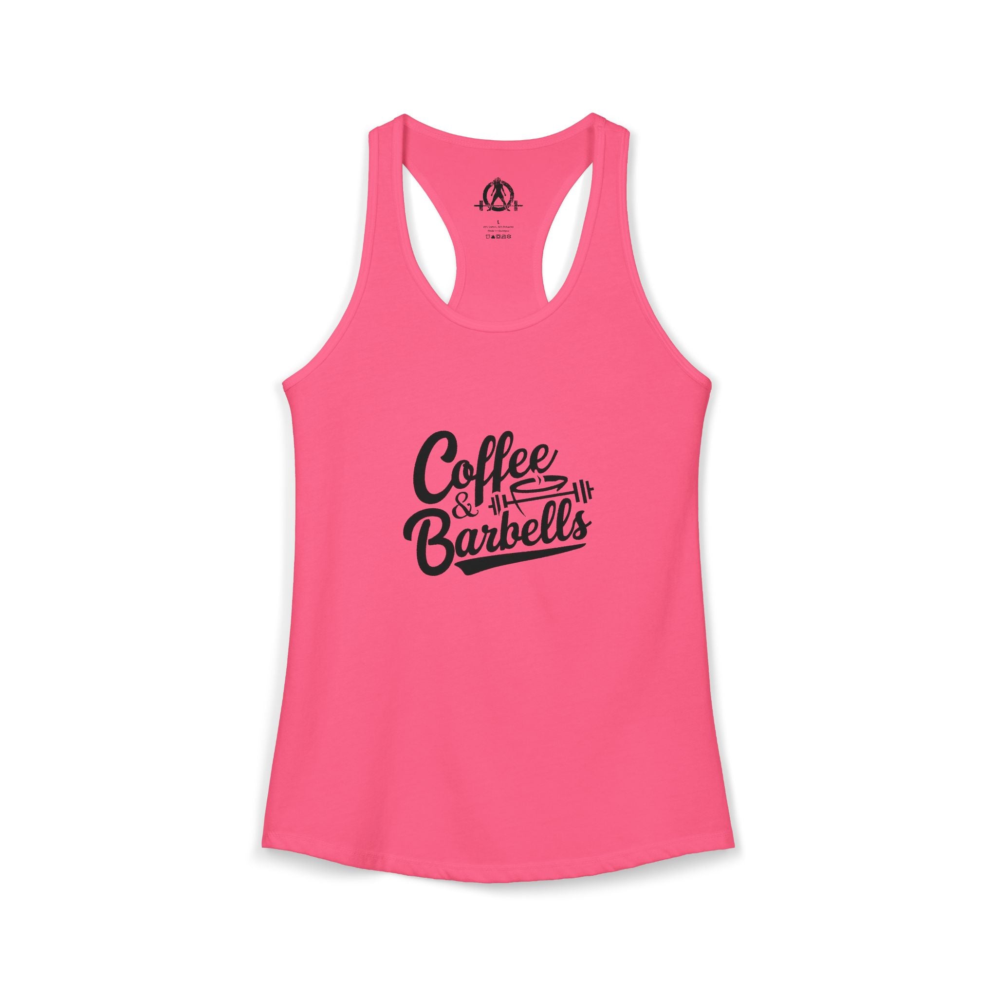 Coffee & Barbells - Women's Ideal Racerback Tank - Black Logo Plain Back