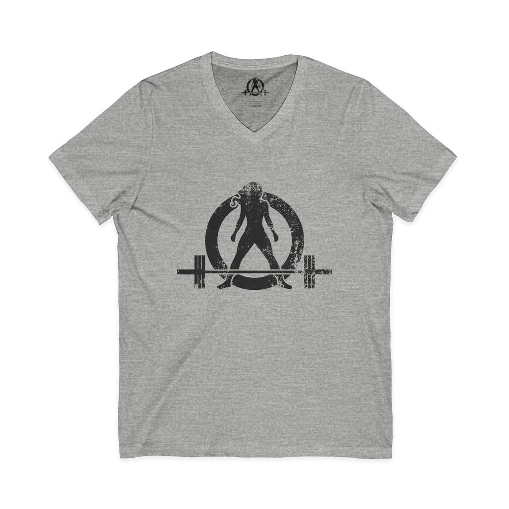 Strong Is Beautiful - Distressed Black Logo - Unisex Jersey Short Sleeve V-Neck Tee