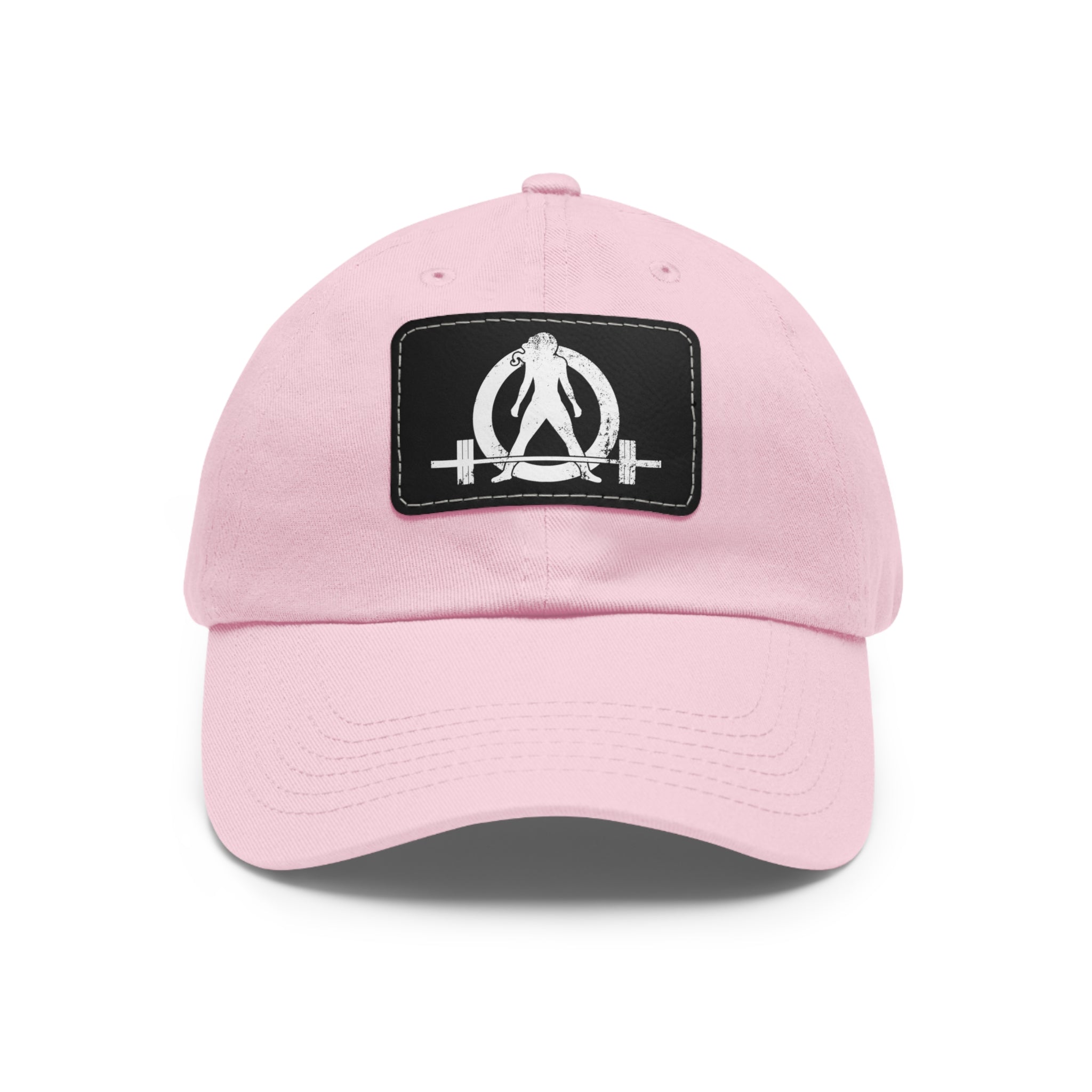 Distressed - Dad Hat with Leather Patch (Rectangle) - White Font