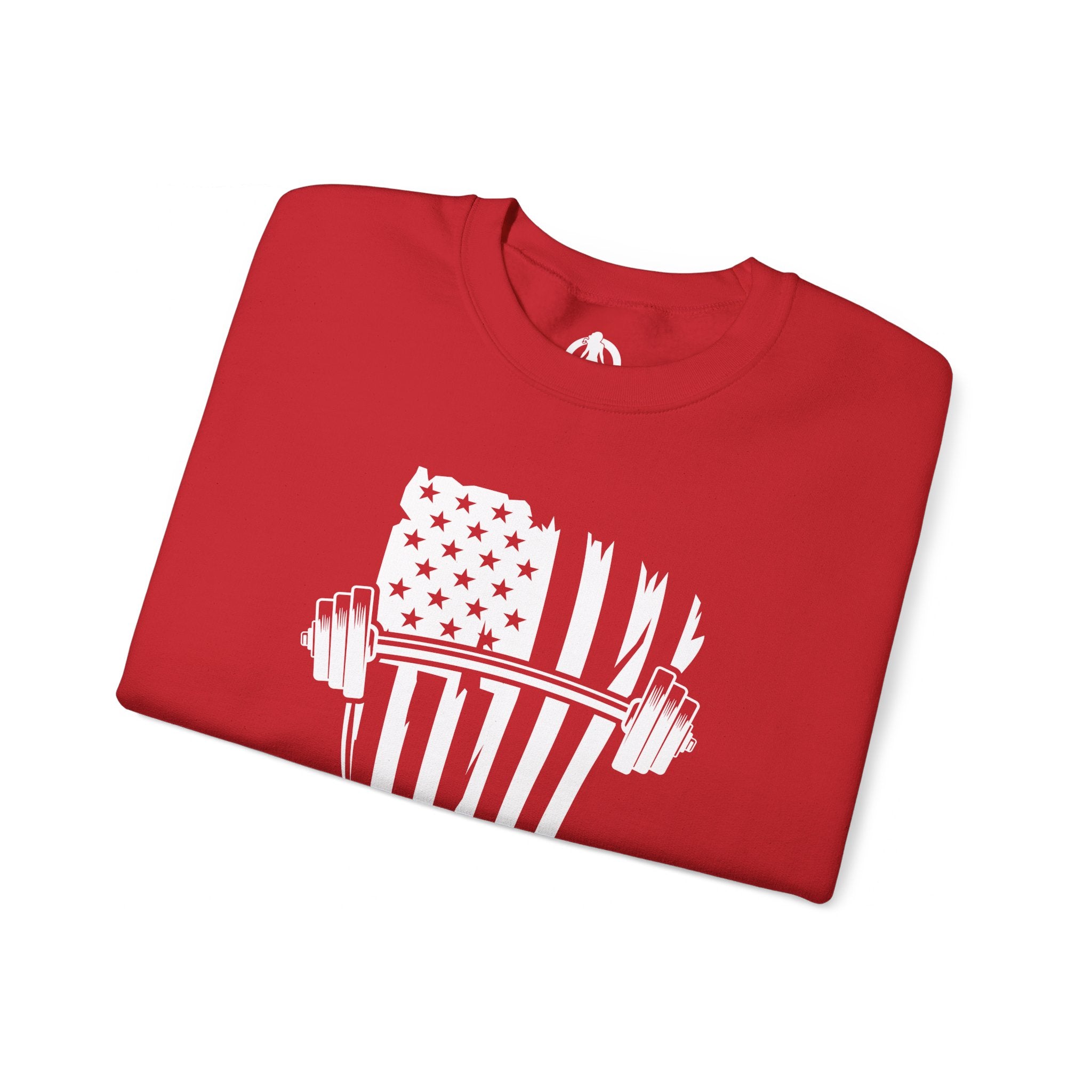 USA Barbell - Unisex Heavy Blend™ Crewneck Sweatshirt - White Logo