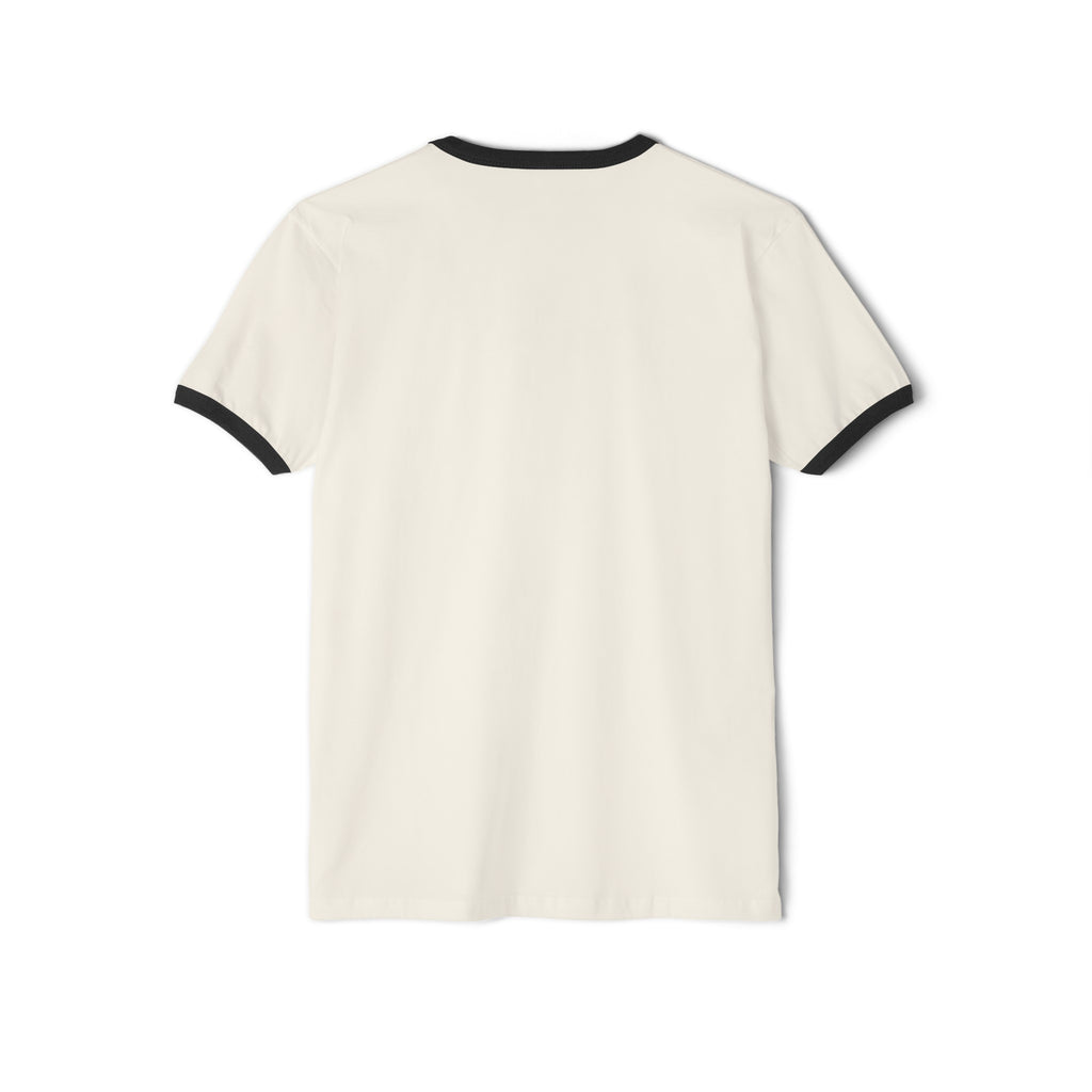 45 + 45 - Unisex Cotton Ringer T-Shirt - Black Logo Front