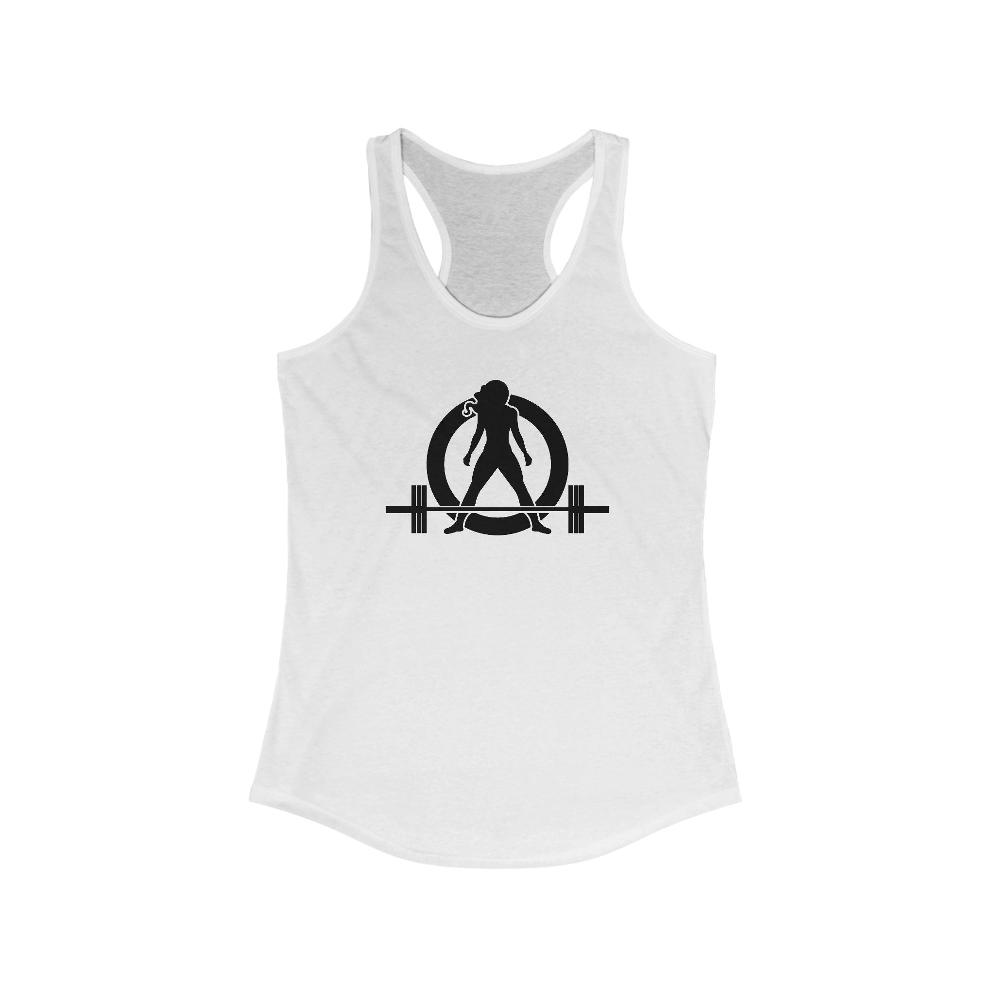 Lift Heavy - Run Fast - Racer Back Tank Top - Women's Ideal Racerback Tank (Black Front & Back Logo)