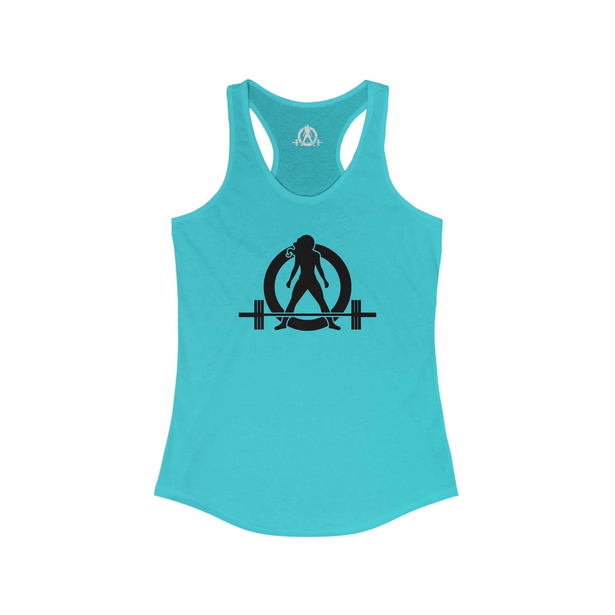 Lift Heavy - Run Fast - Racer Back Tank Top - Women's Ideal Racerback Tank (Black Front & Back Logo)
