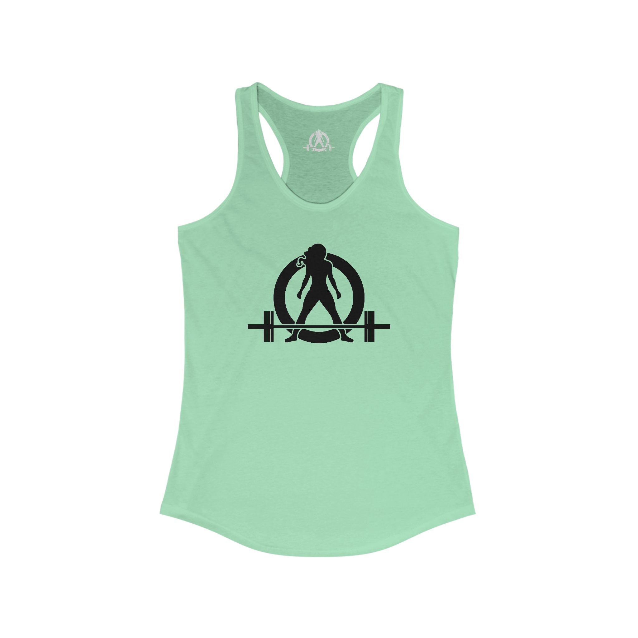 Lift Heavy - Run Fast - Racer Back Tank Top - Women's Ideal Racerback Tank (Black Front & Back Logo)