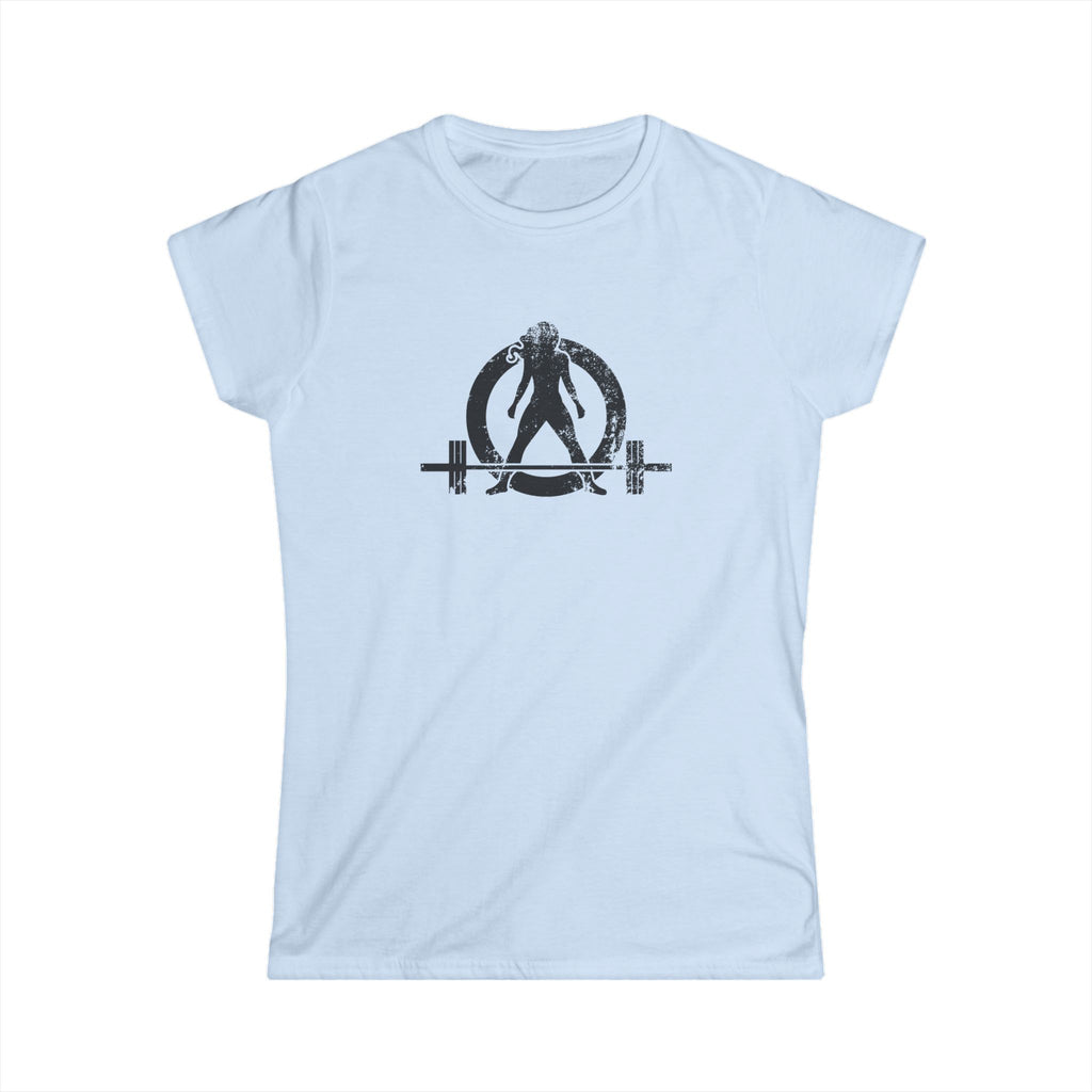 Strong Is Beautiful - Women's Softstyle Tee - Black Distressed Logo Front & Back