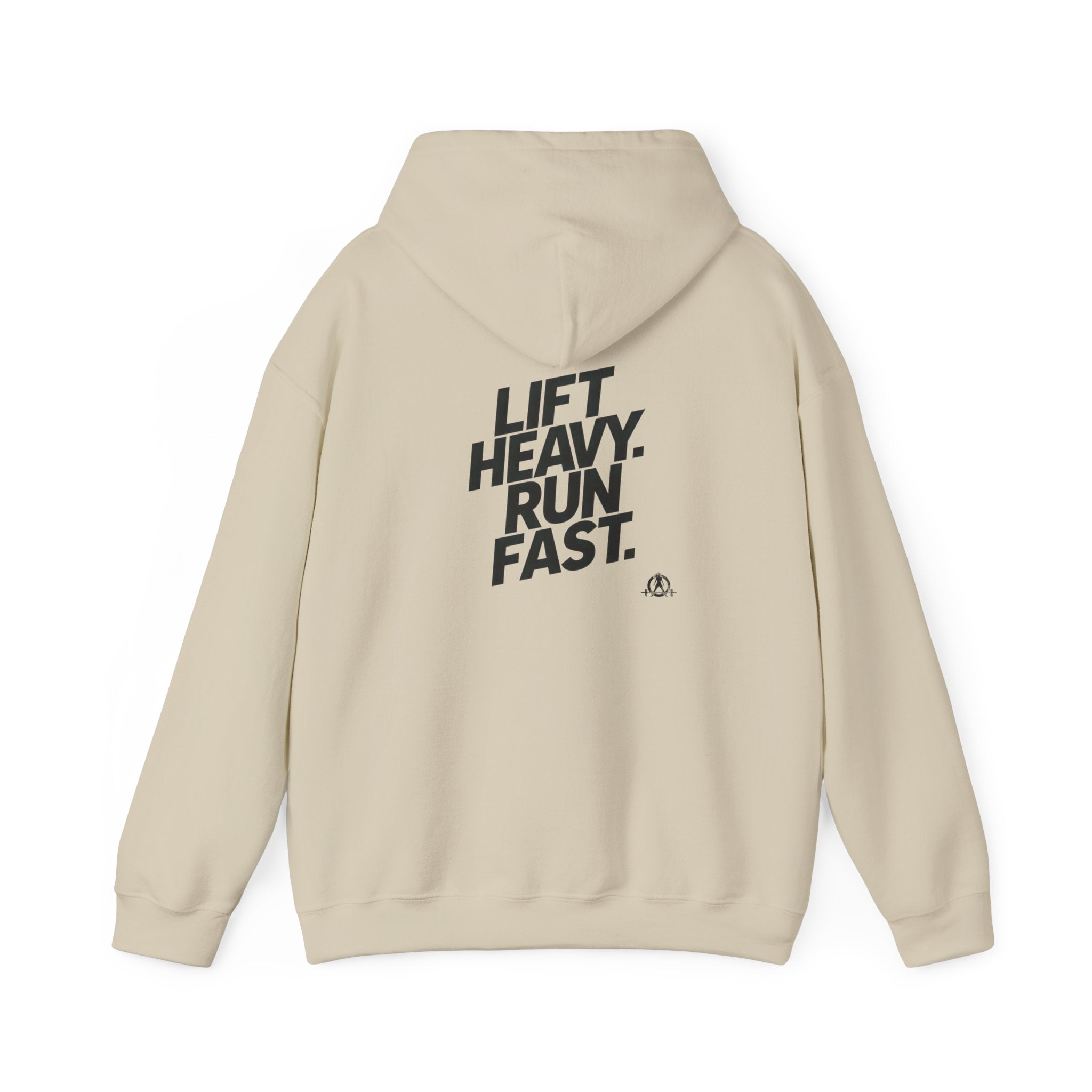 Lift Heavy Run Fast - Unisex Heavy Blend Hooded Sweatshirt  - Front & Back Black Logo