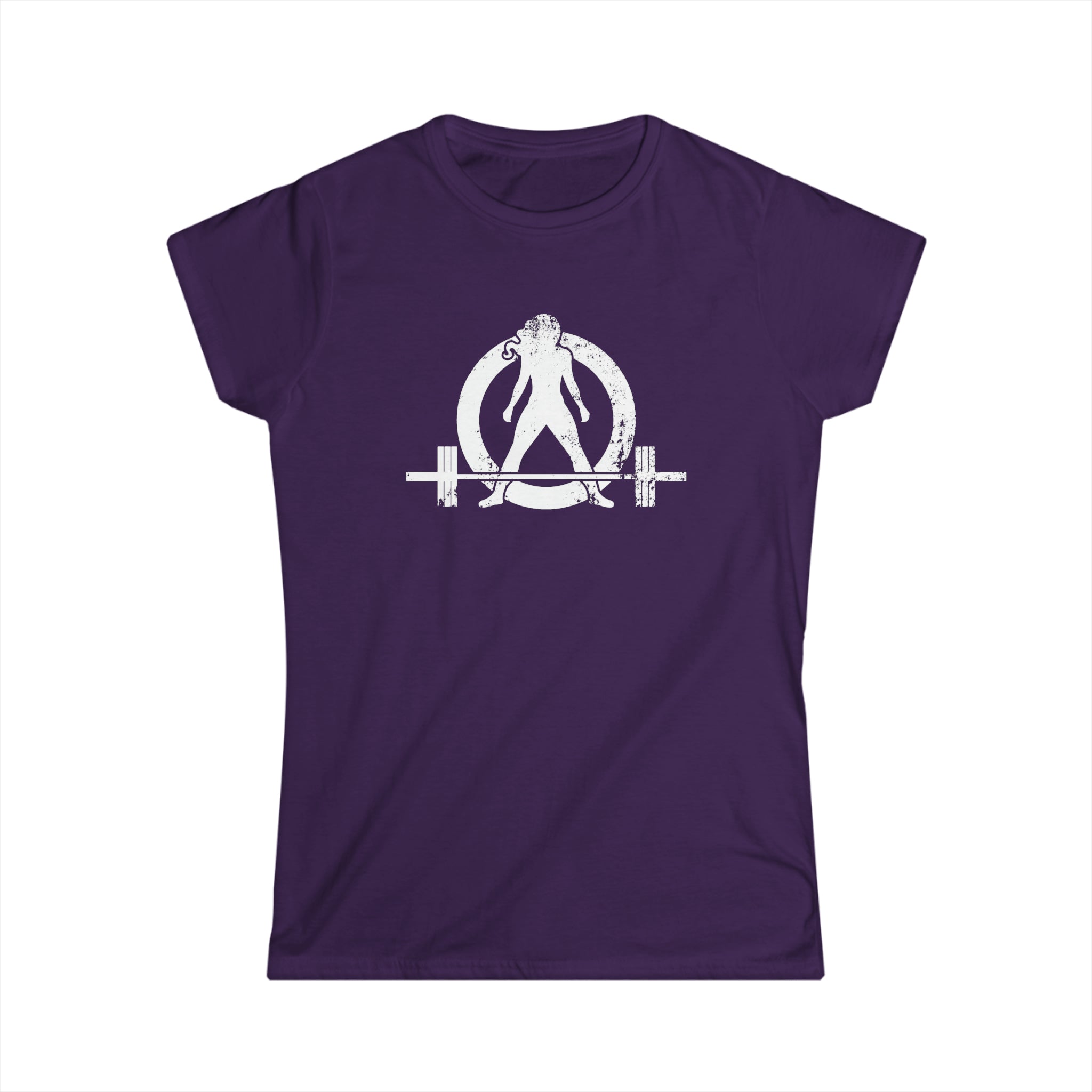 Lift Heavy Shit - Women's Softstyle Tee - White Distressed Logo + Print On Back