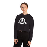 Women’s Cropped Hooded Sweatshirt - White Distressed Logo