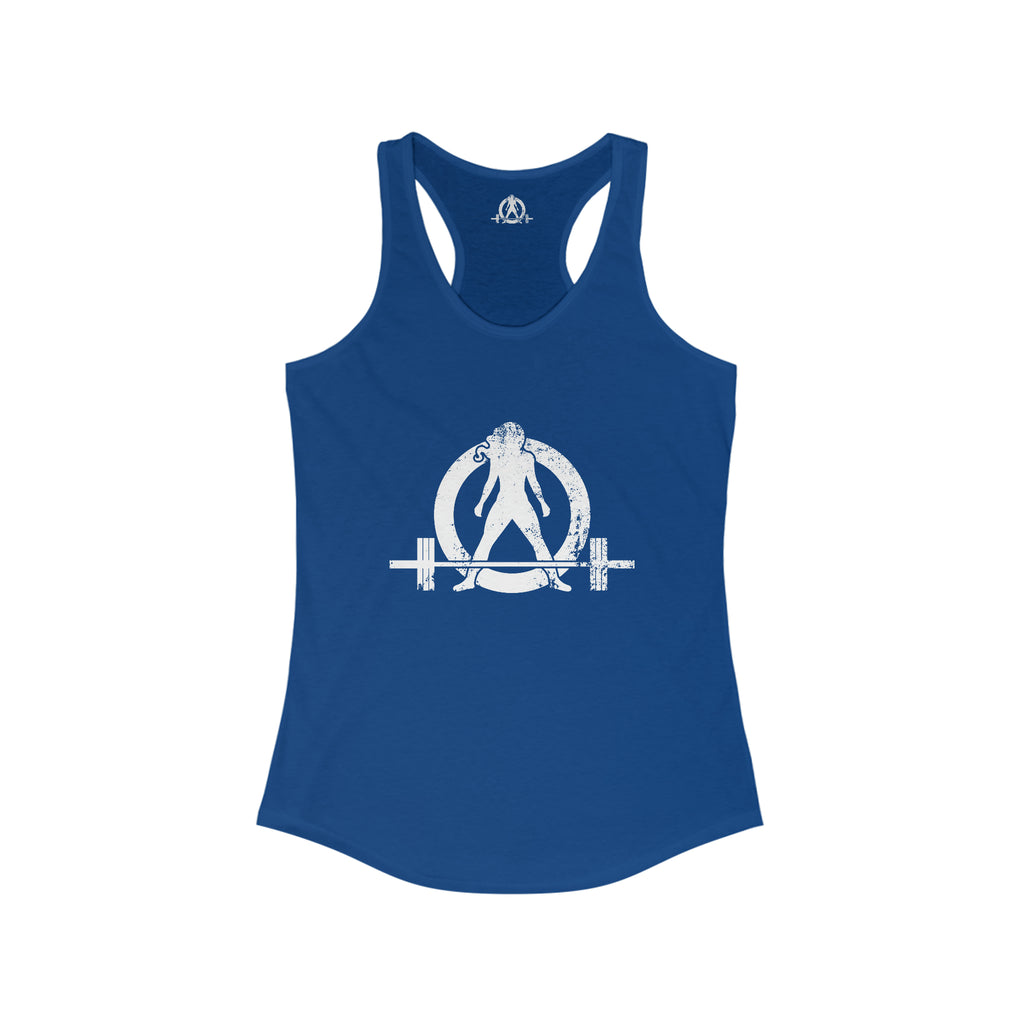 I Could Squat You - Women's Ideal Racerback Tank - White Logo & Back
