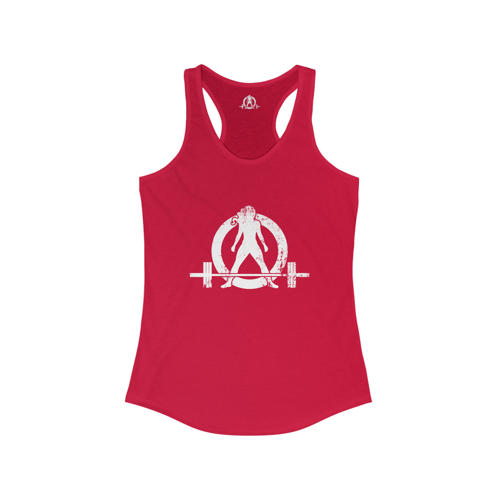 I Could Squat You - Women's Ideal Racerback Tank - White Logo & Back