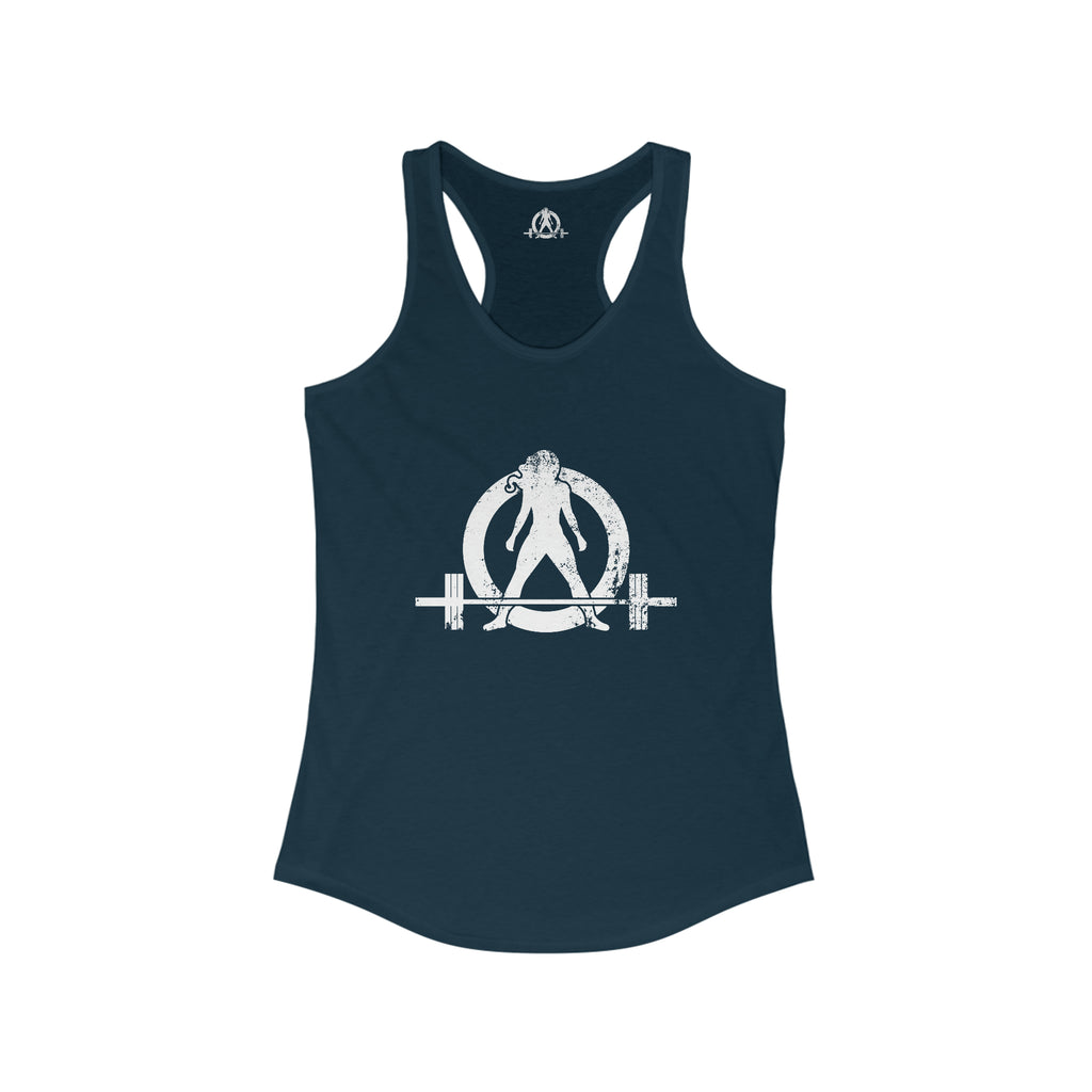 I Could Squat You - Women's Ideal Racerback Tank - White Logo & Back