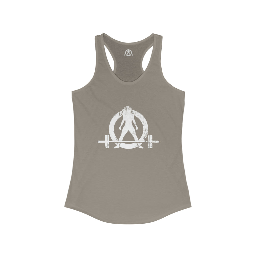 I Could Squat You - Women's Ideal Racerback Tank - White Logo & Back