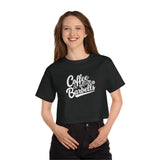 Coffee & Barbells - Champion Women's Heritage Cropped T-Shirt - White Logo
