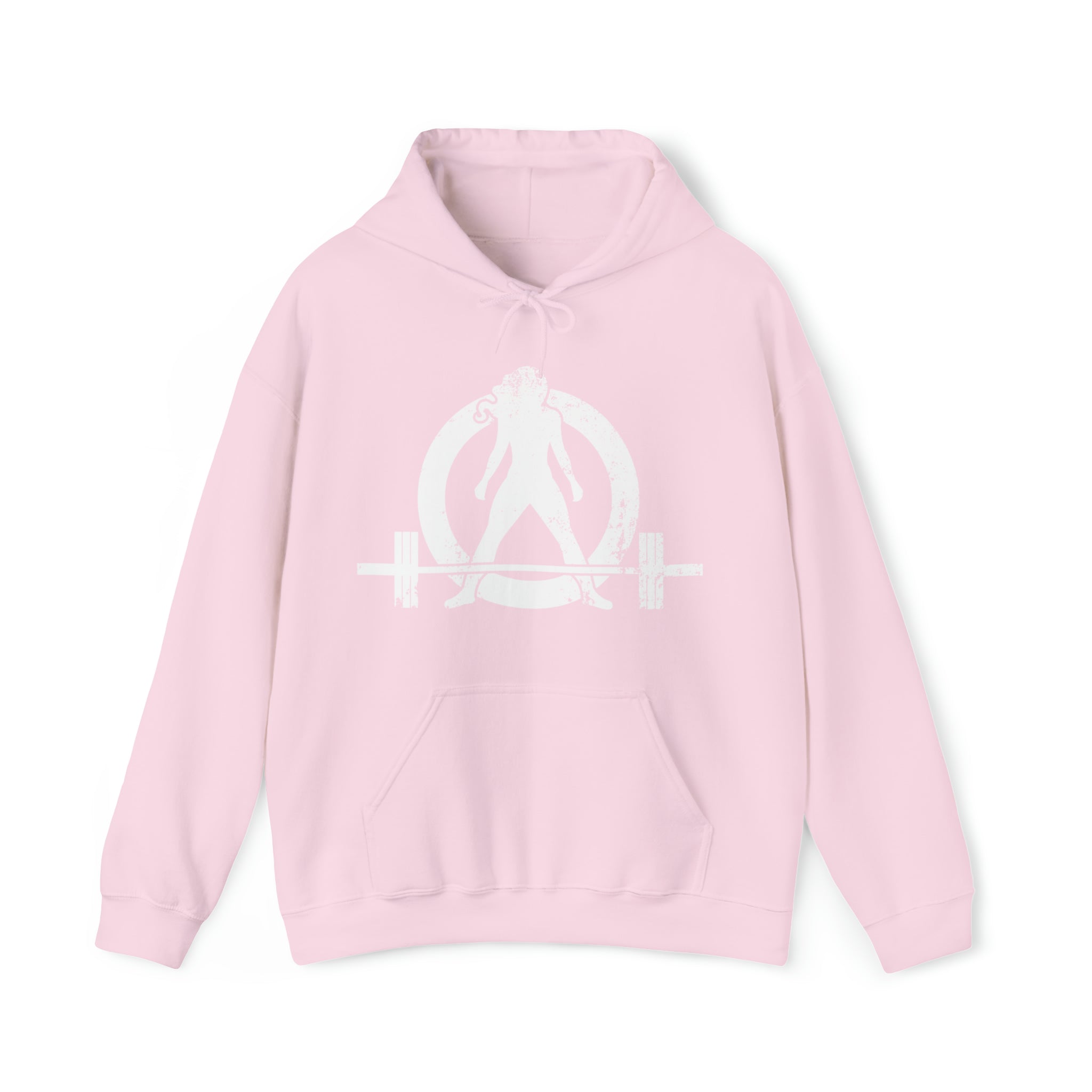 Strong Not Skinny - White Distressed Logo - Unisex Heavy Blend Hooded Sweatshirt