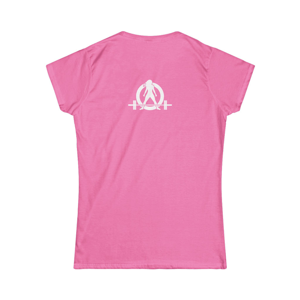 Lift Like A Girl - Women's Softstyle Tee - White Logo Main Front & Back
