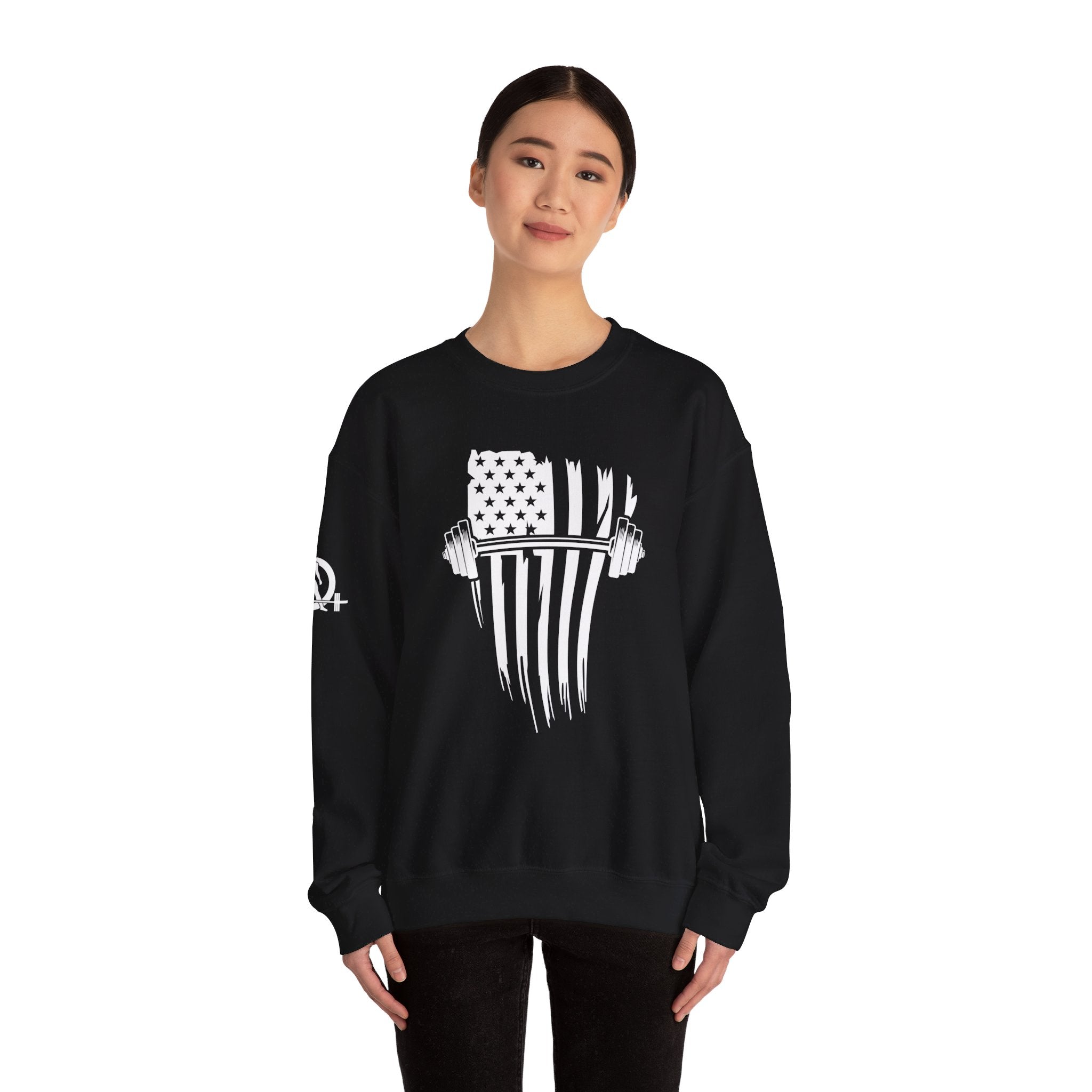 USA Barbell - Unisex Heavy Blend™ Crewneck Sweatshirt - White Logo