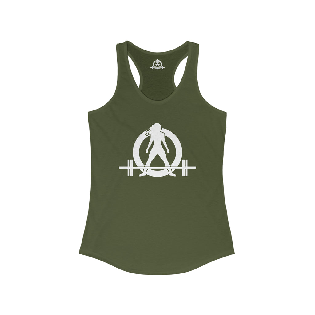 45 + 45 = 135 - Women's Ideal Racerback Tank - White Print Front & Back