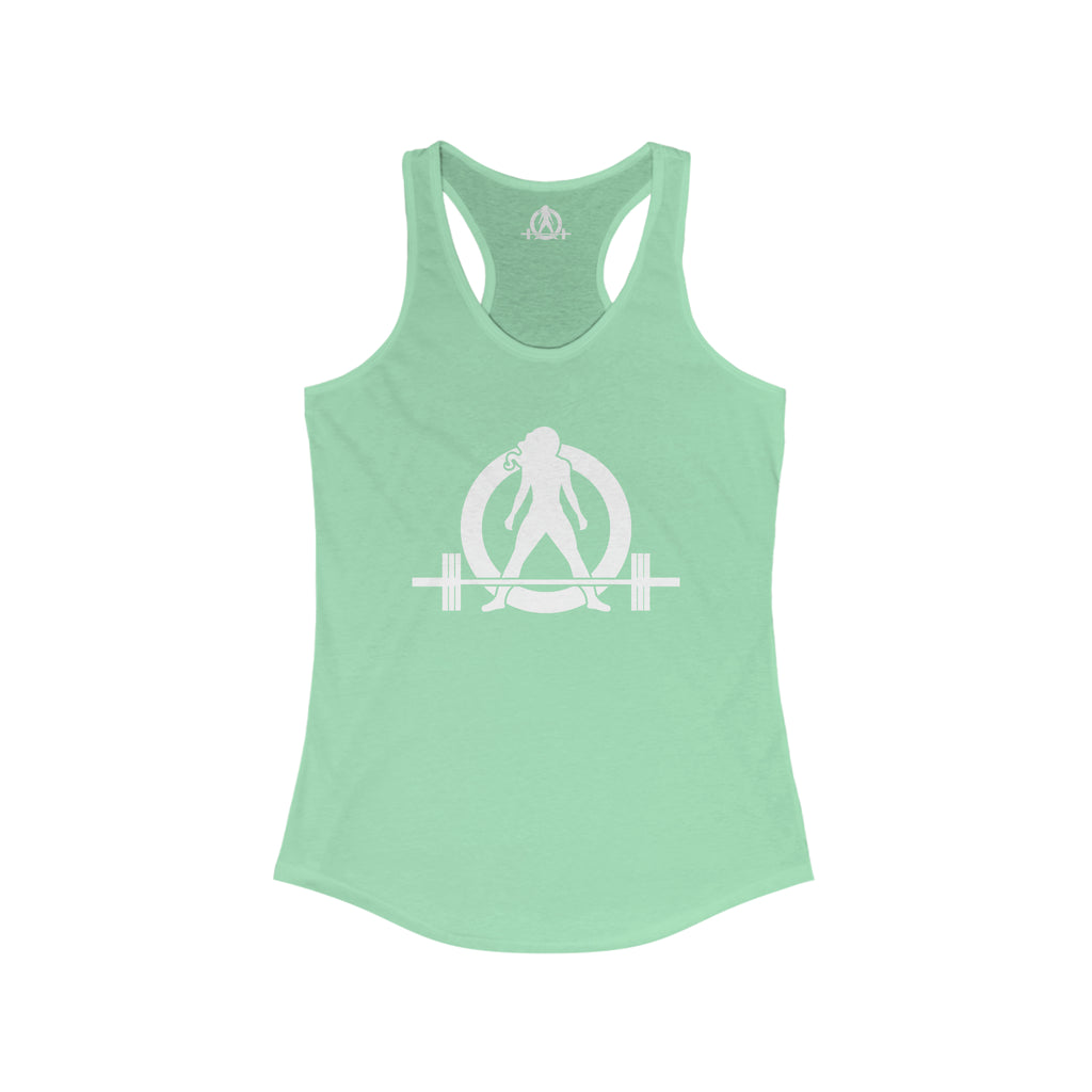 45 + 45 = 135 - Women's Ideal Racerback Tank - White Print Front & Back
