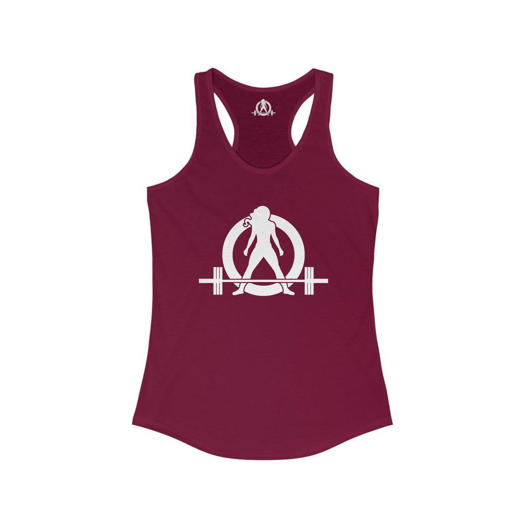 45 + 45 = 135 - Women's Ideal Racerback Tank - White Print Front & Back