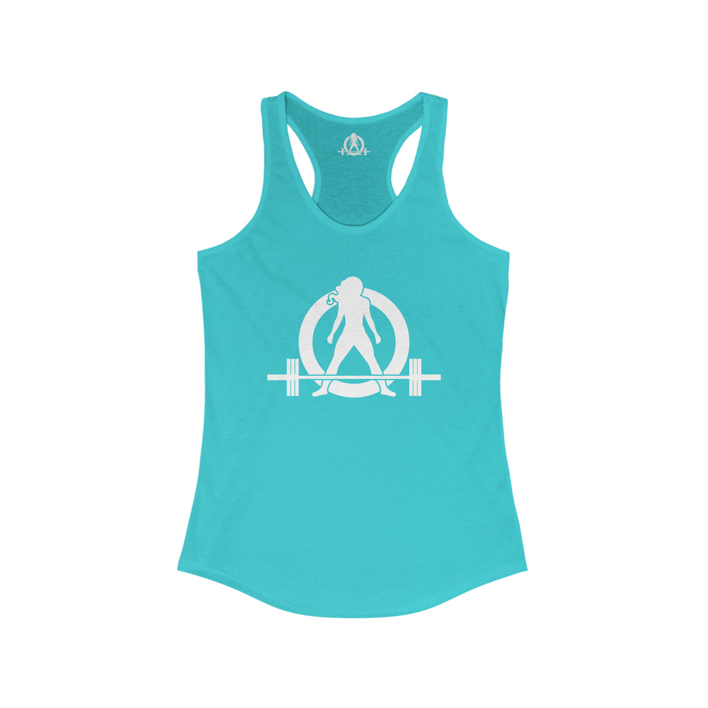 45 + 45 = 135 - Women's Ideal Racerback Tank - White Print Front & Back