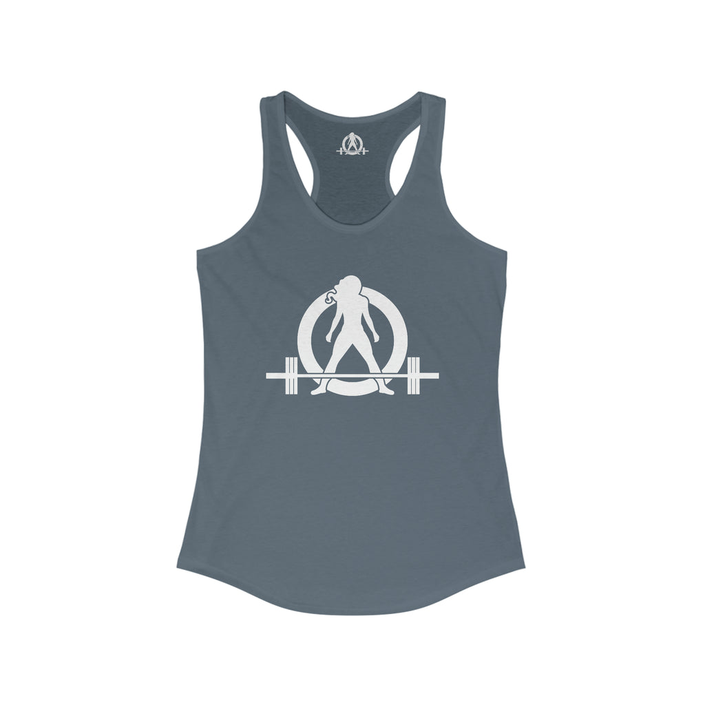 45 + 45 = 135 - Women's Ideal Racerback Tank - White Print Front & Back