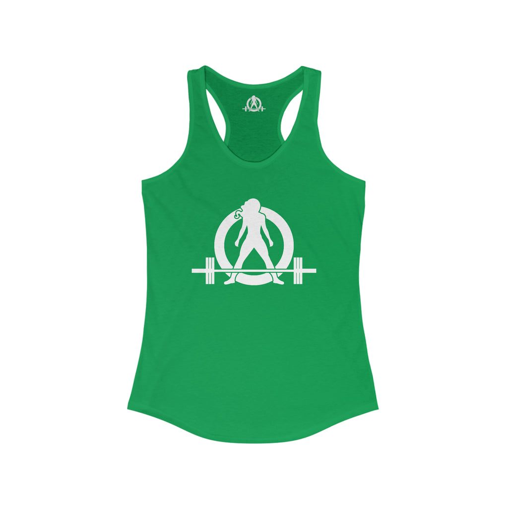 45 + 45 = 135 - Women's Ideal Racerback Tank - White Print Front & Back