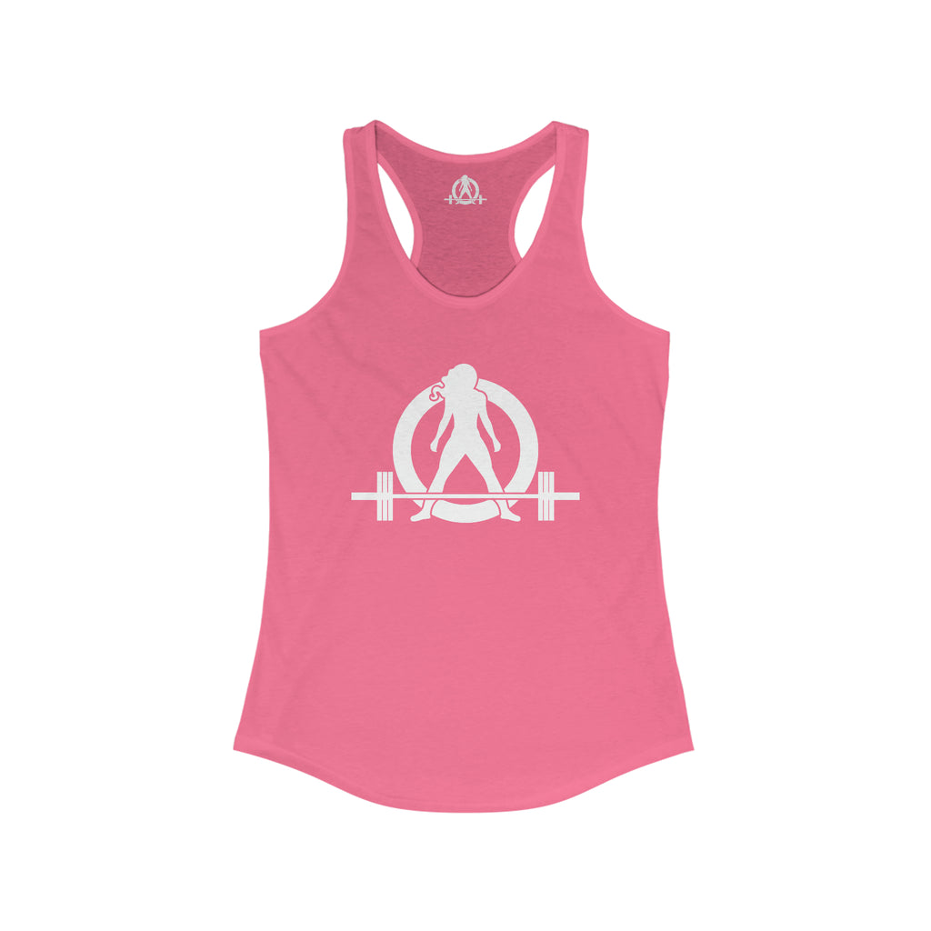 45 + 45 = 135 - Women's Ideal Racerback Tank - White Print Front & Back