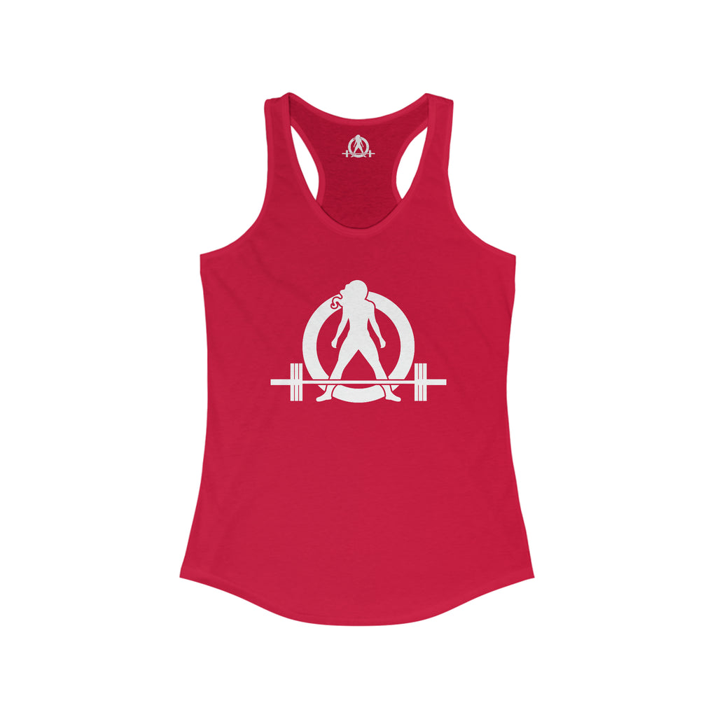 45 + 45 = 135 - Women's Ideal Racerback Tank - White Print Front & Back
