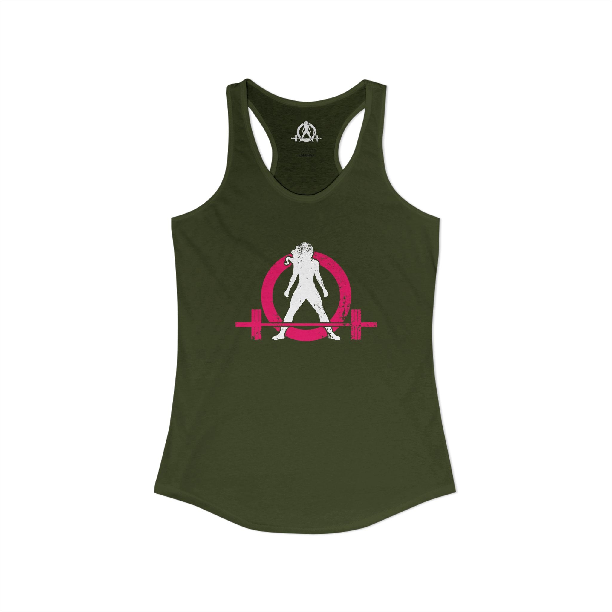 Women's Ideal Racerback Tank - Distressed  Color Distressed Logo Front & Plain Back