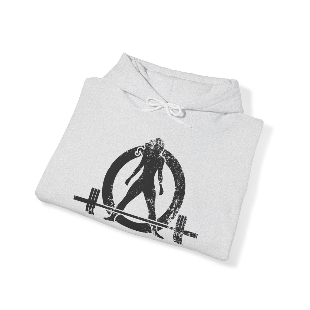 Kick Your Ass - Unisex Heavy Blend Hooded Sweatshirt  - Distressed White Logo Front & Back