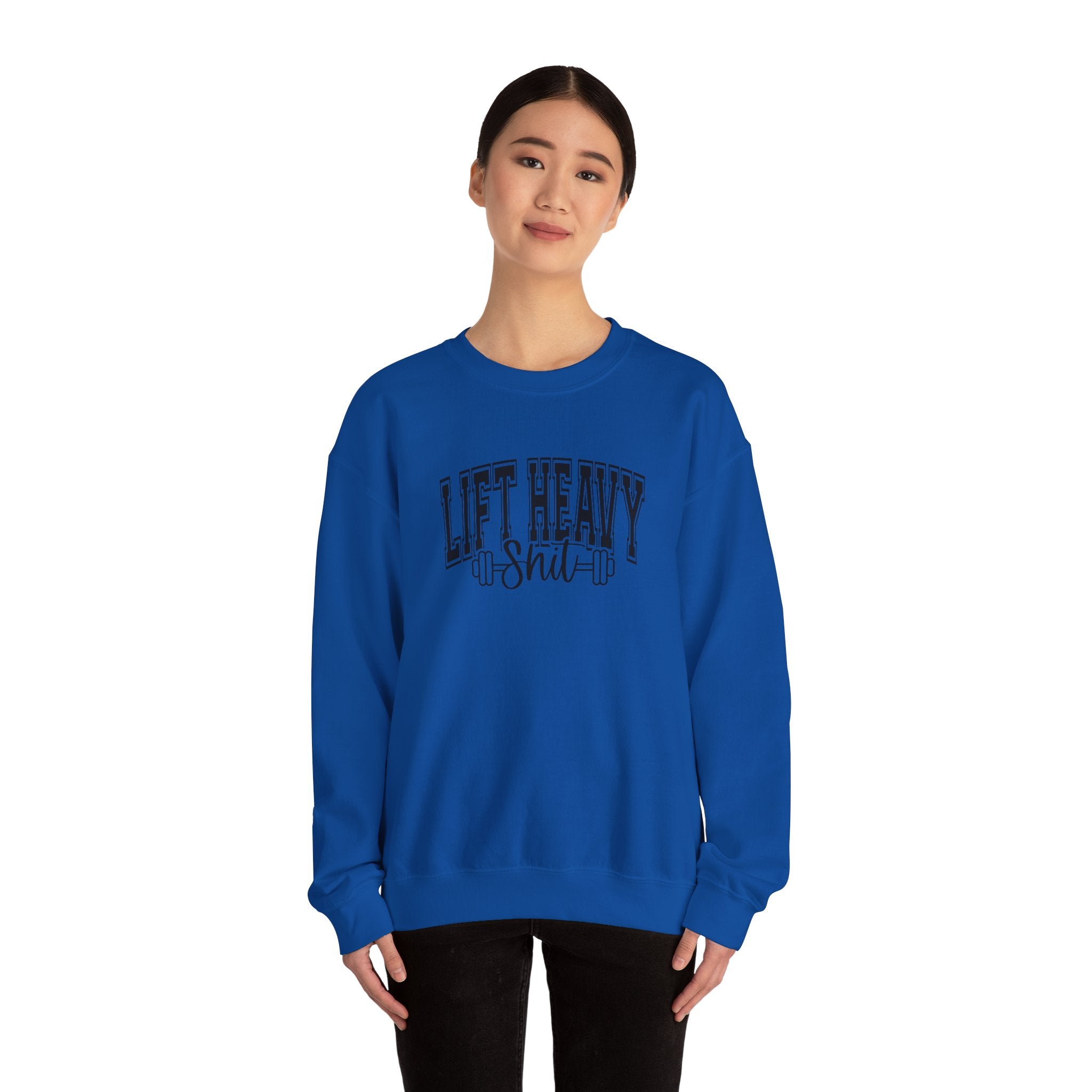 Lift Heavy Shit - Unisex Heavy Blend™ Crewneck Sweatshirt - Black Logo on Front