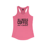 Coffee and a Barbell - Women's Ideal Racerback Tank - Dark Logo - Front Chest -  WWLW Logo Back