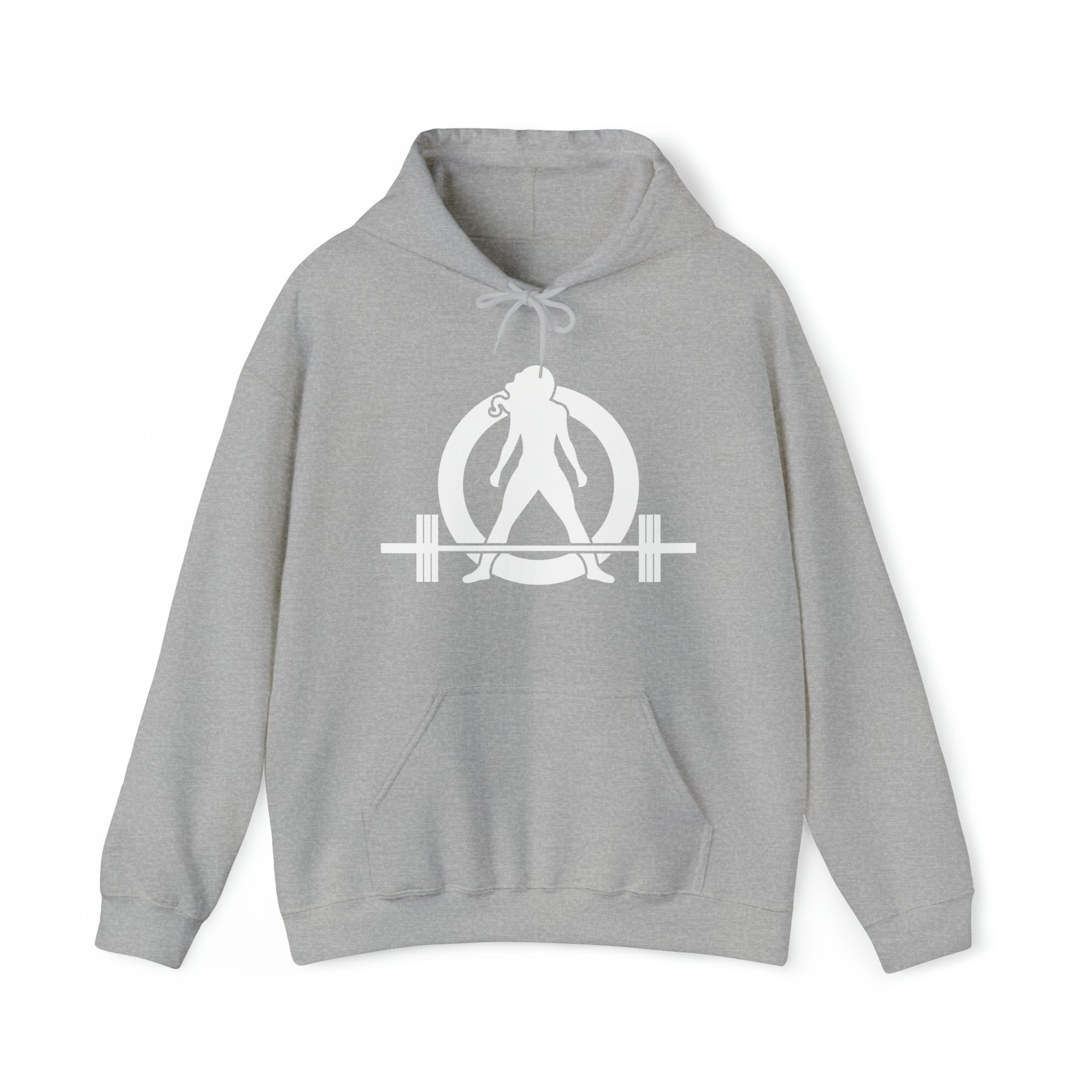 I Could Squat You - Classic Logo White - Unisex Heavy Blend Hooded Sweatshirt Print on Front & Back