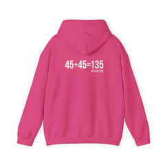 45 + 45 = 135  - Unisex Heavy Blend Hooded Sweatshirt  - White Logo Front & Back