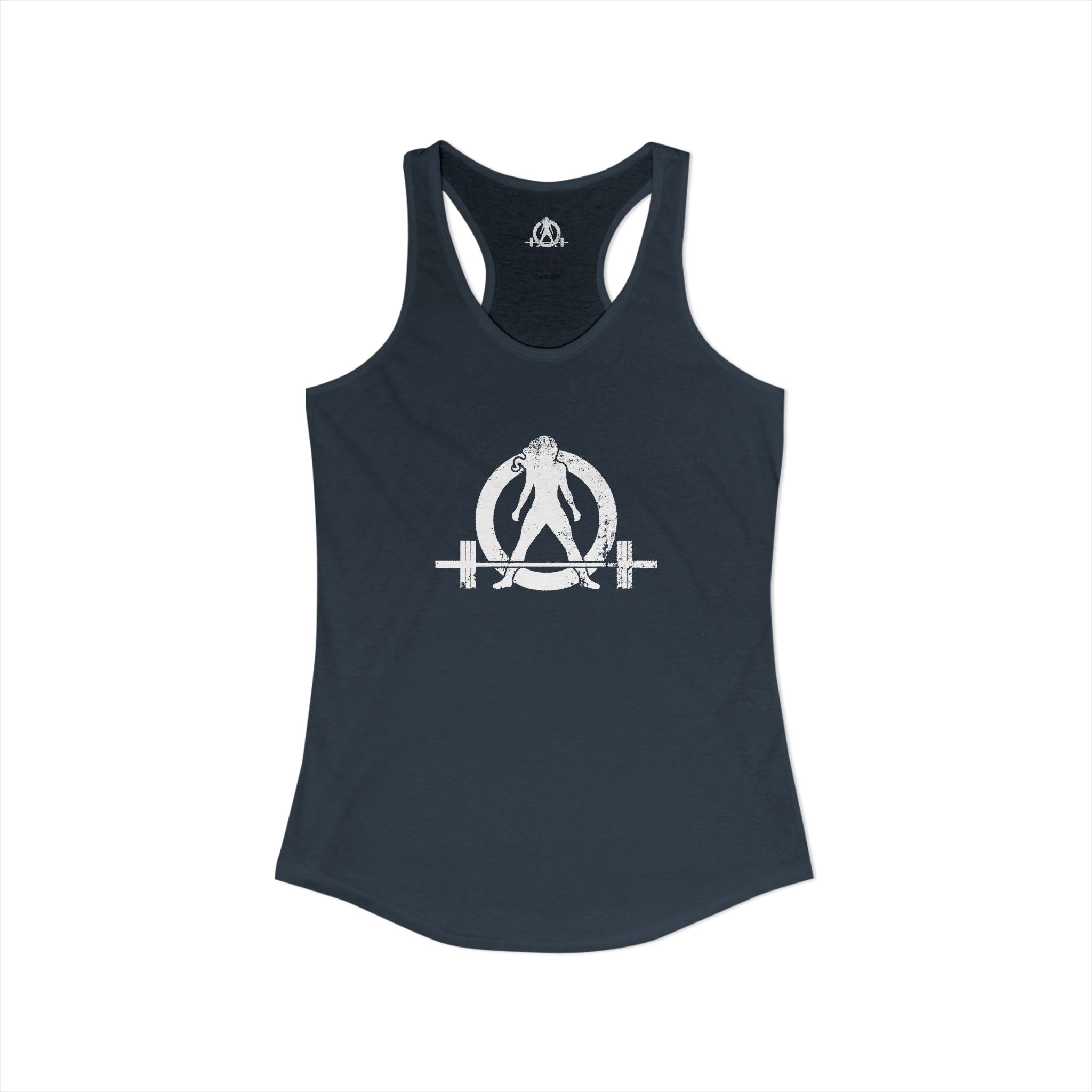 I Could Deadlift You - Women's Ideal Racerback Tank - White Logo - Front & Back Print