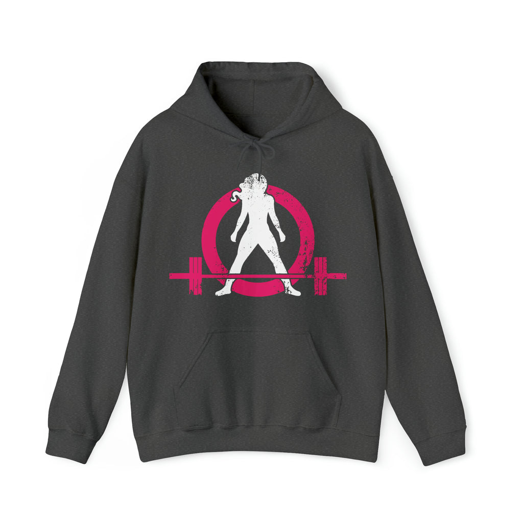 COFFEE and a Barbell - Unisex Heavy Blend Hooded Sweatshirt - Dark Logo