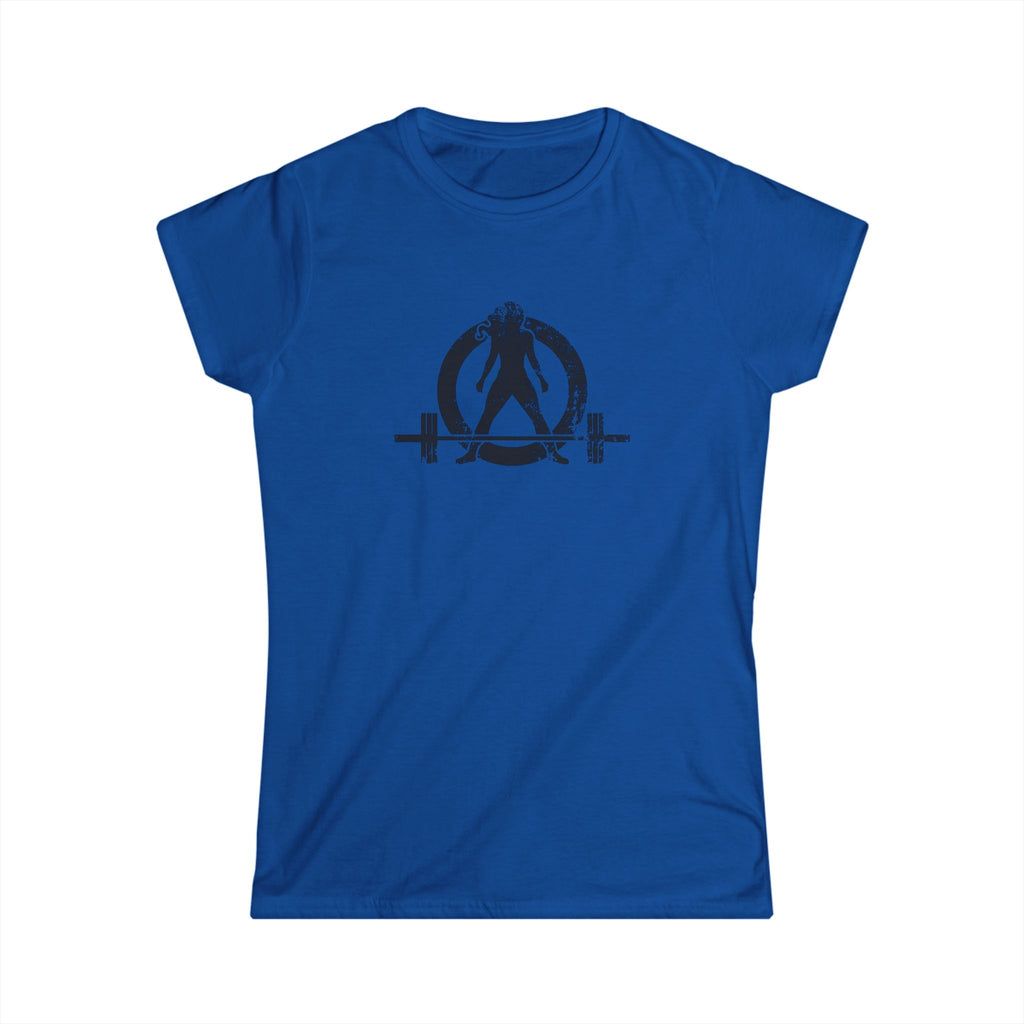 Strong Is Beautiful - Women's Softstyle Tee - Black Distressed Logo Front & Back