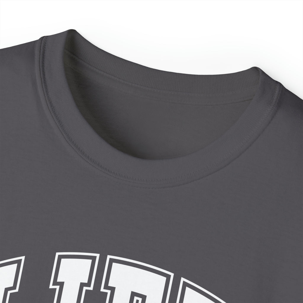 Lift Like A Girl - Unisex Ultra Cotton Tee - Front White Logo - Plain Back