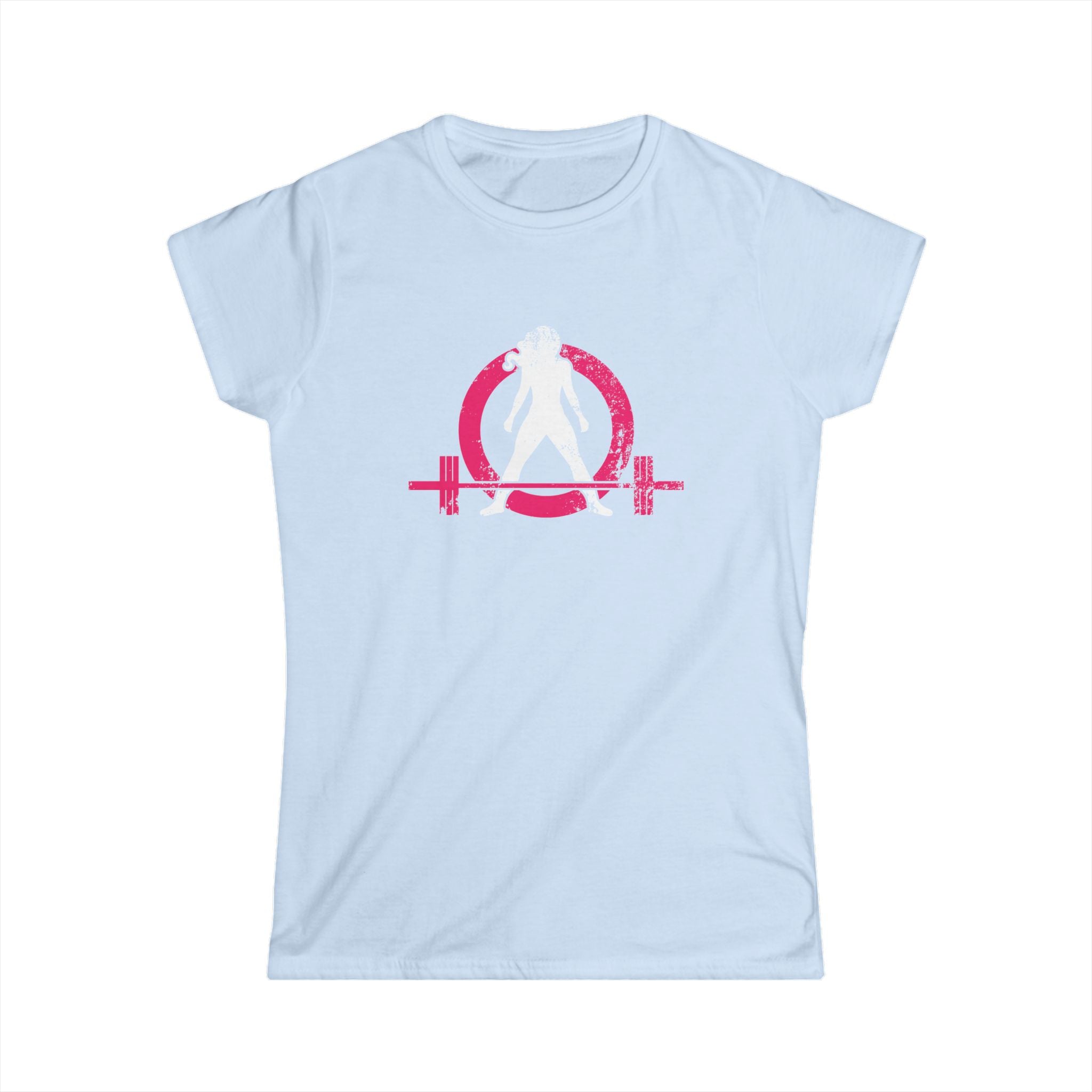 Women's Softstyle Tee - Distressed Inverted Color Logo Front - Plain Back
