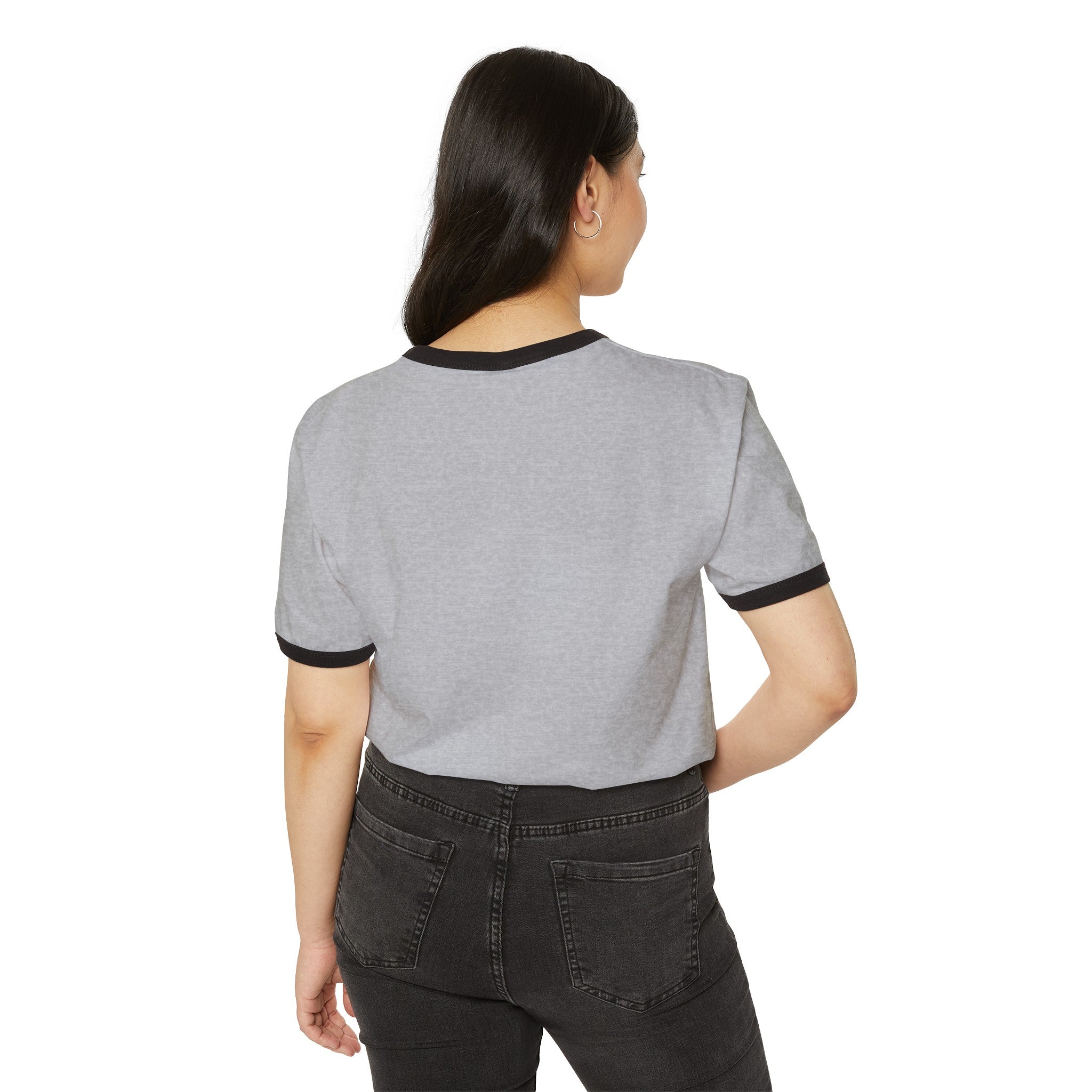 45 + 45 - Unisex Cotton Ringer T-Shirt - Black Logo Front