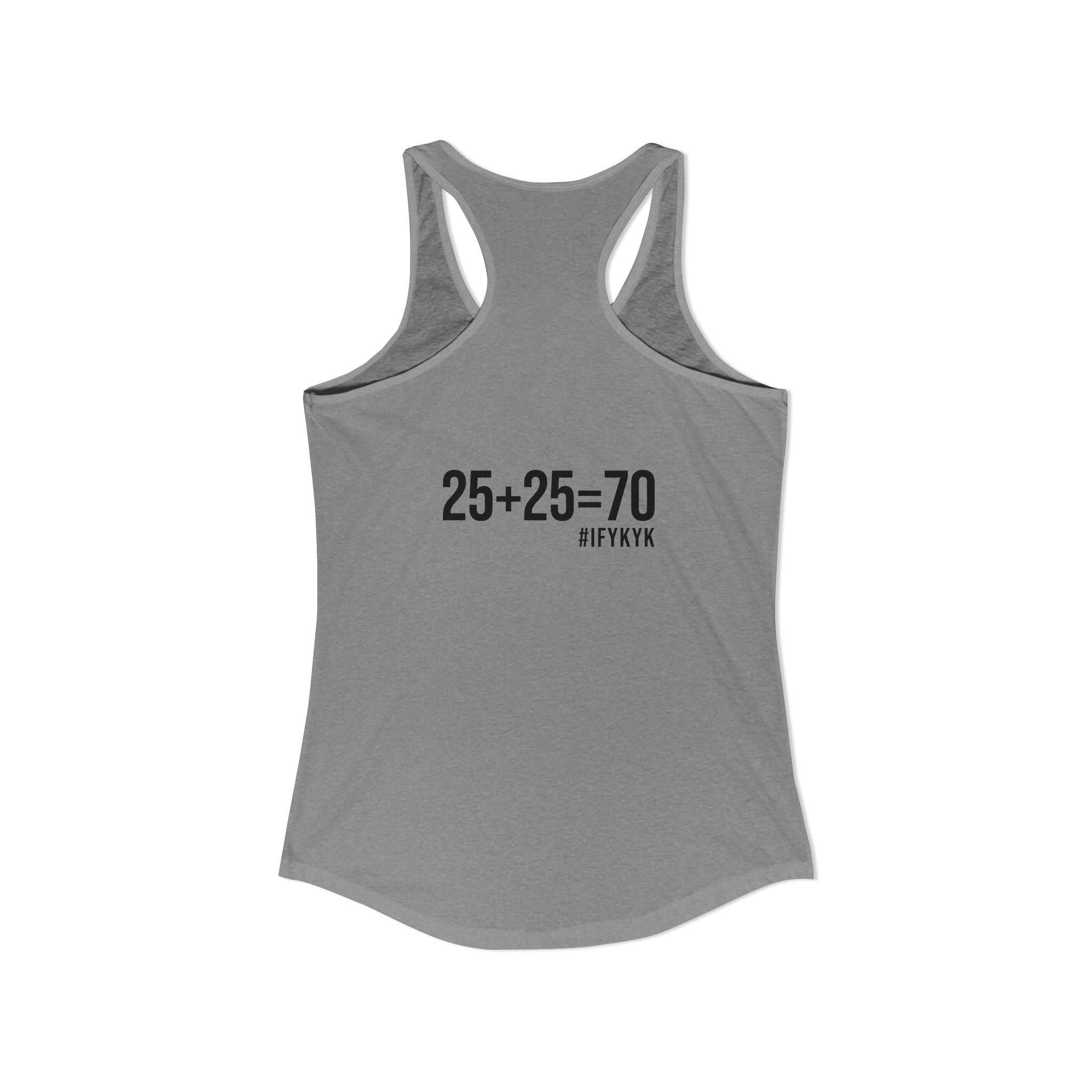 25 + 25 = 70 Women's Ideal Racerback Tank - Black Print Front & Back