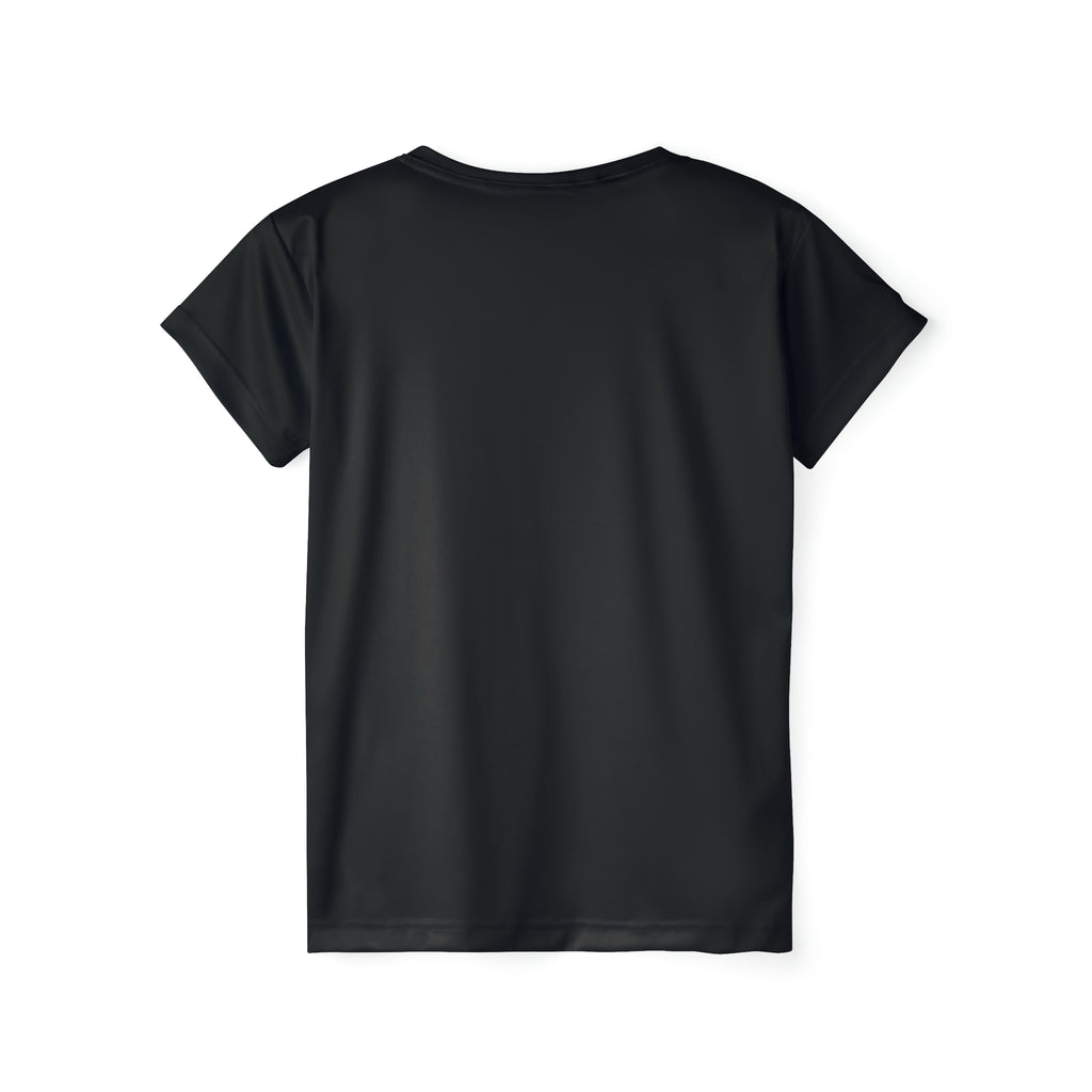 Women's Sports Jersey (AOP) - Black - Color Inverted Distressed Logo