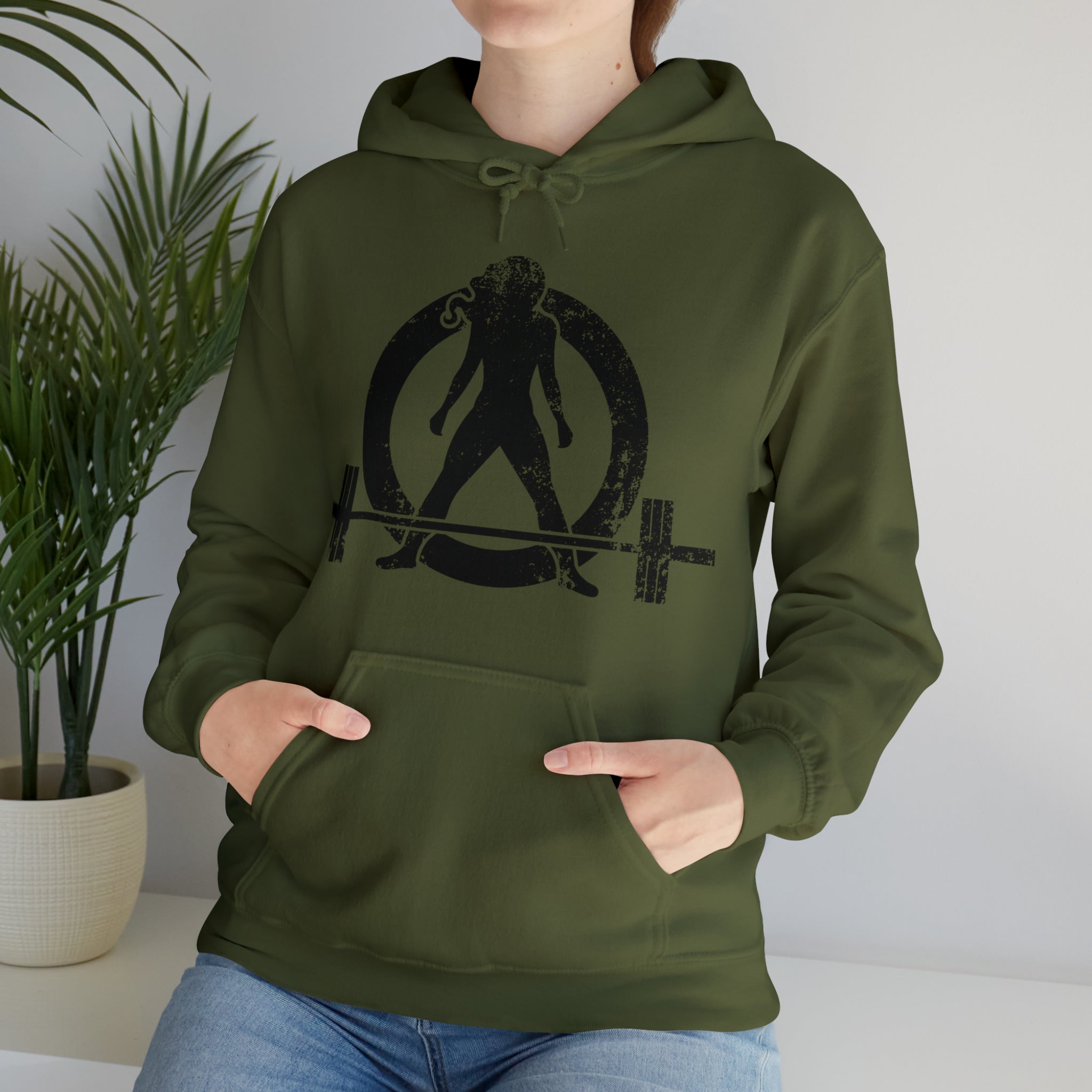 Distressed Black Logo - Plain Back - Unisex Heavy Blend Hooded Sweatshirt