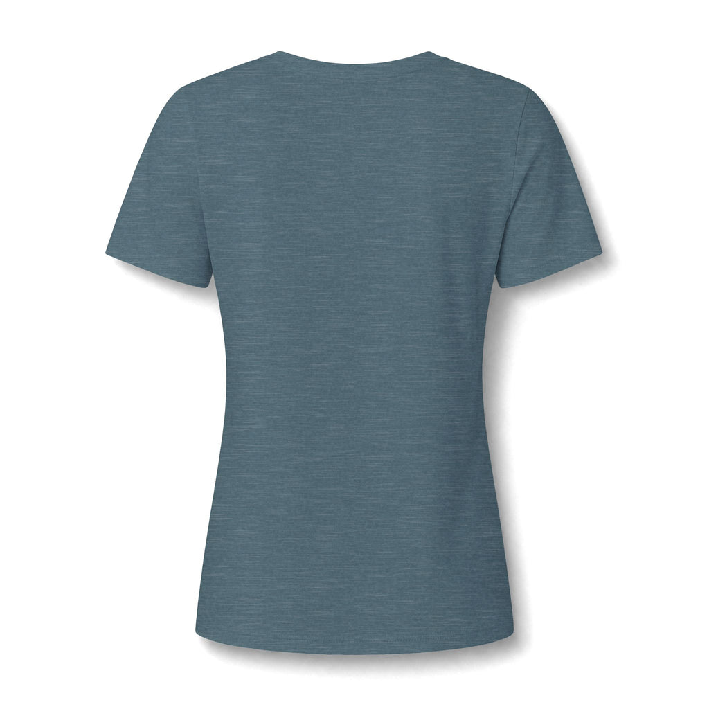 WWLW Women's Relaxed Heather CVC V-Neck Tee -  Black Logo
