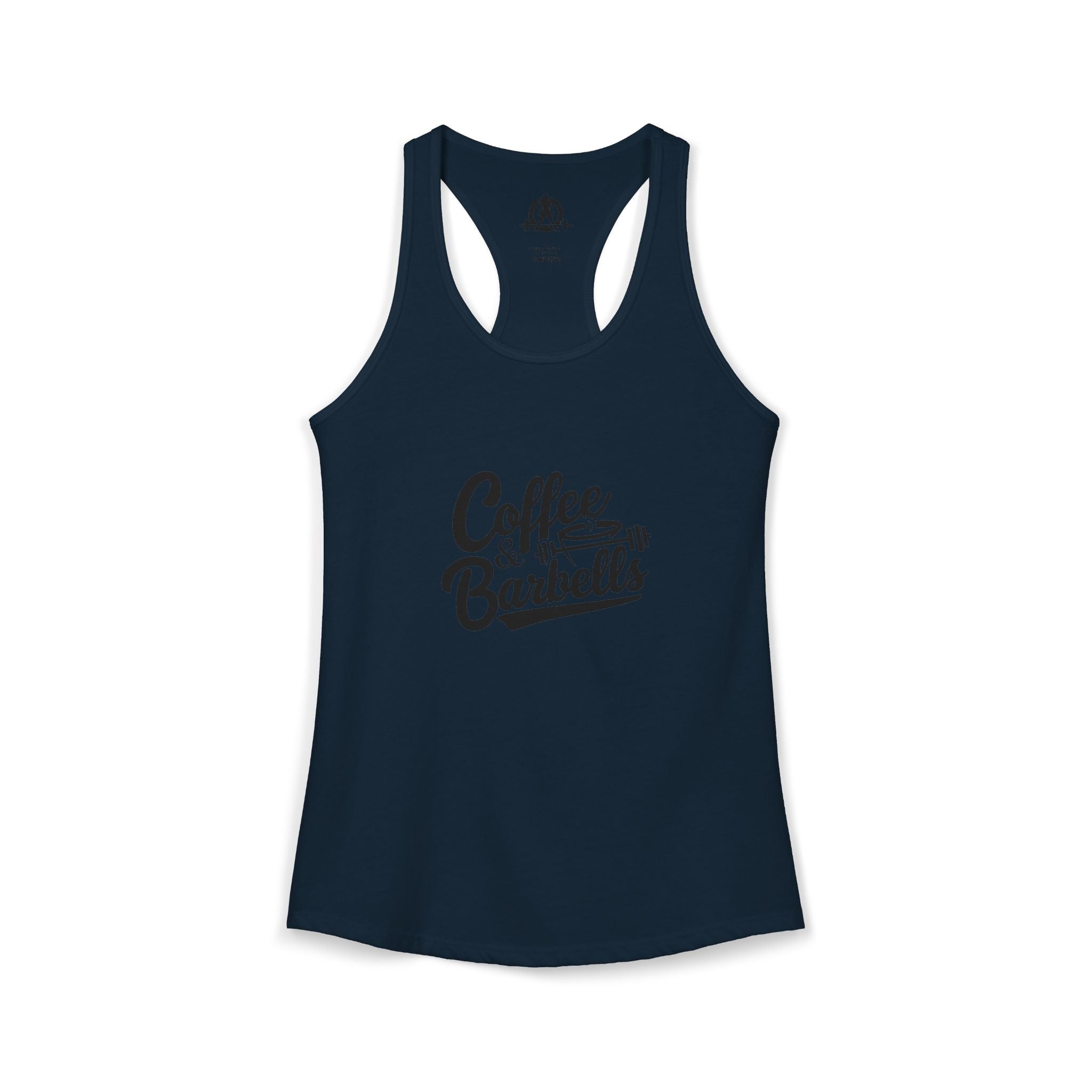 Coffee & Barbells - Women's Ideal Racerback Tank - Black Logo Plain Back