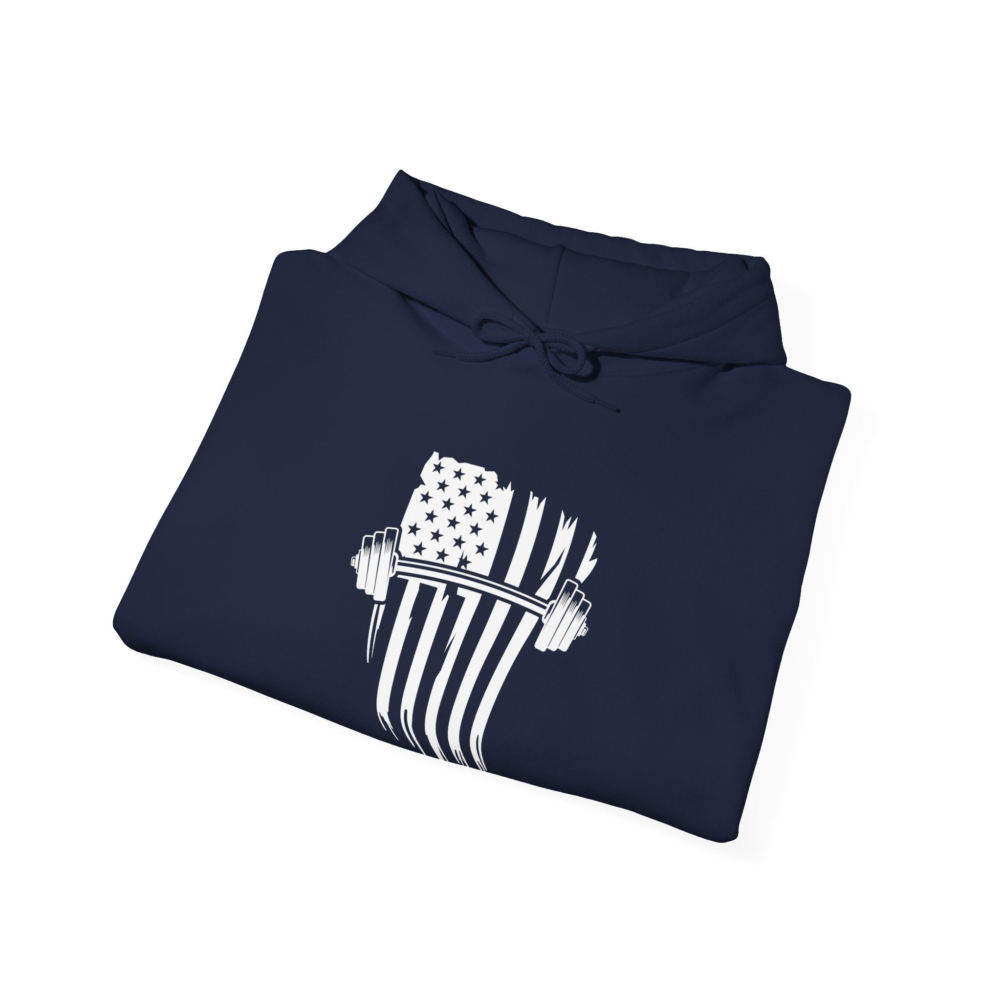 USA Barbell - Unisex Heavy Blend Hooded Sweatshirt  - Front White Logo