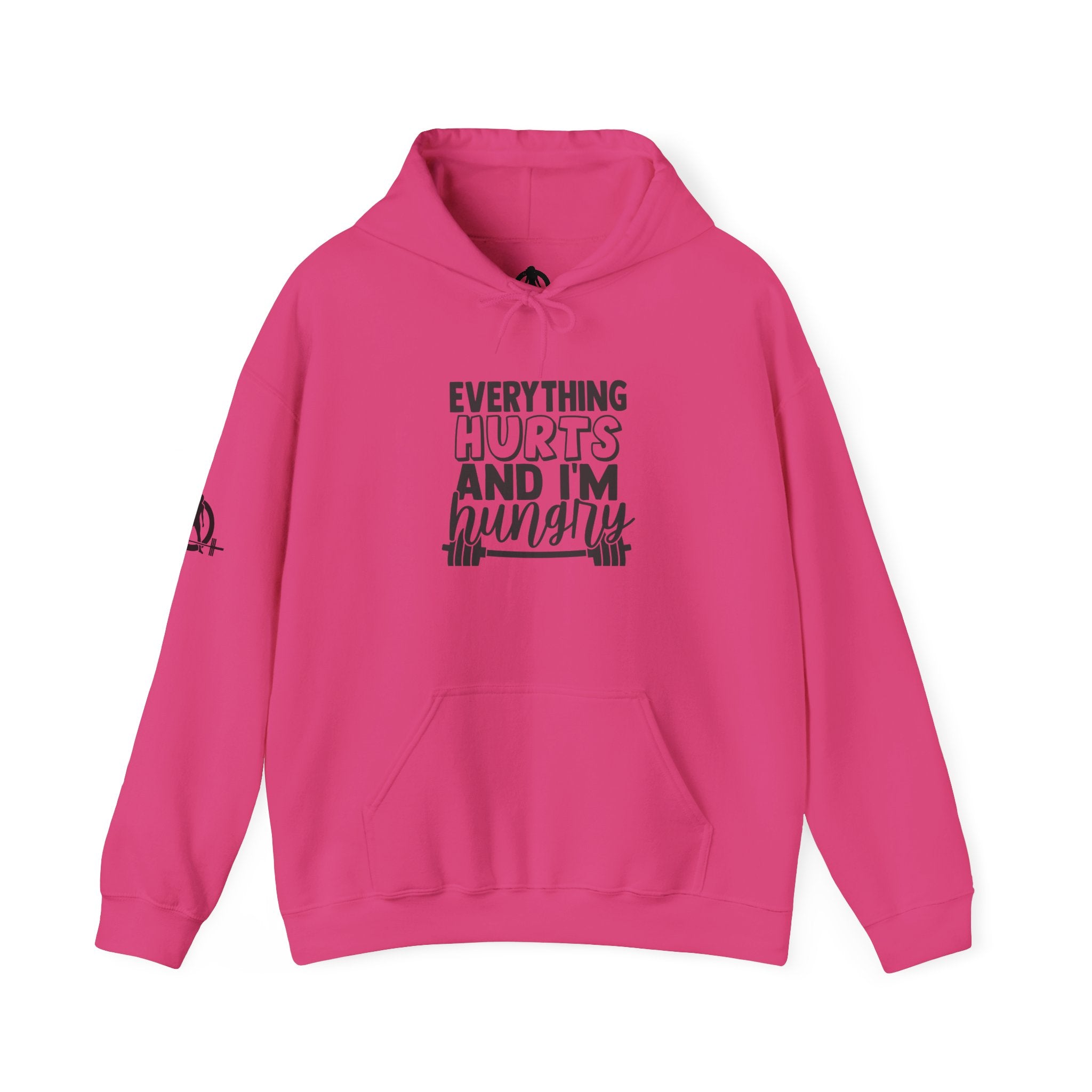 Everything Hurts & I'm Hungry  - Unisex Heavy Blend Hooded Sweatshirt  - Black Print Front/Arm