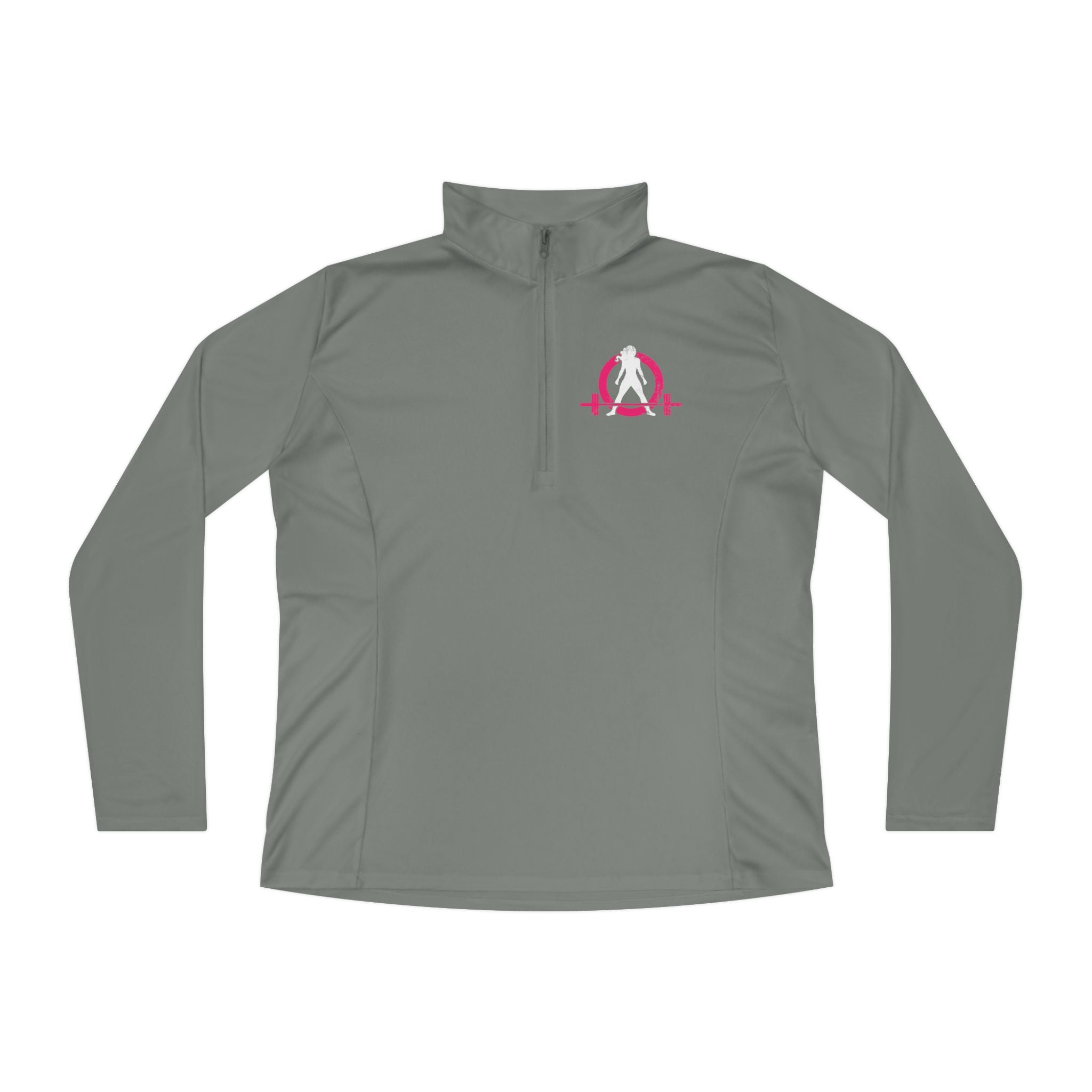 Ladies Quarter-Zip Pullover - Black Distressed Logo