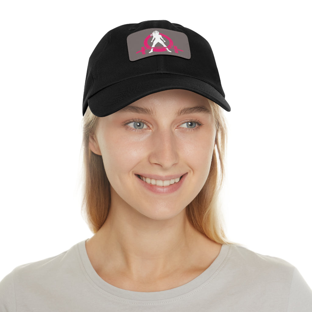 Distressed - Dad Hat with Leather Patch (Rectangle) - Color Font