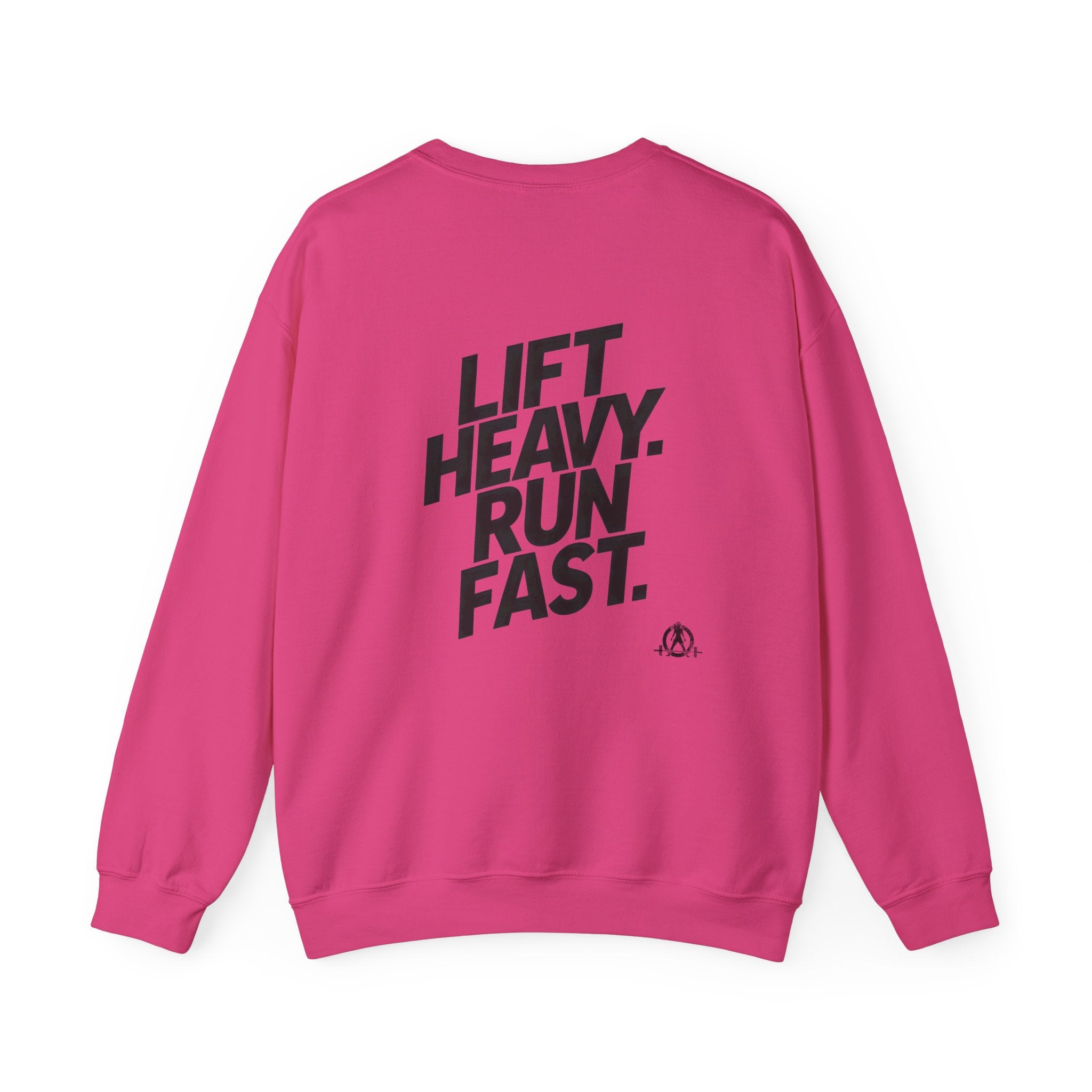 Lift Heavy Run Fast - Unisex Heavy Blend™ Crewneck Sweatshirt - Black Logo Front & Back